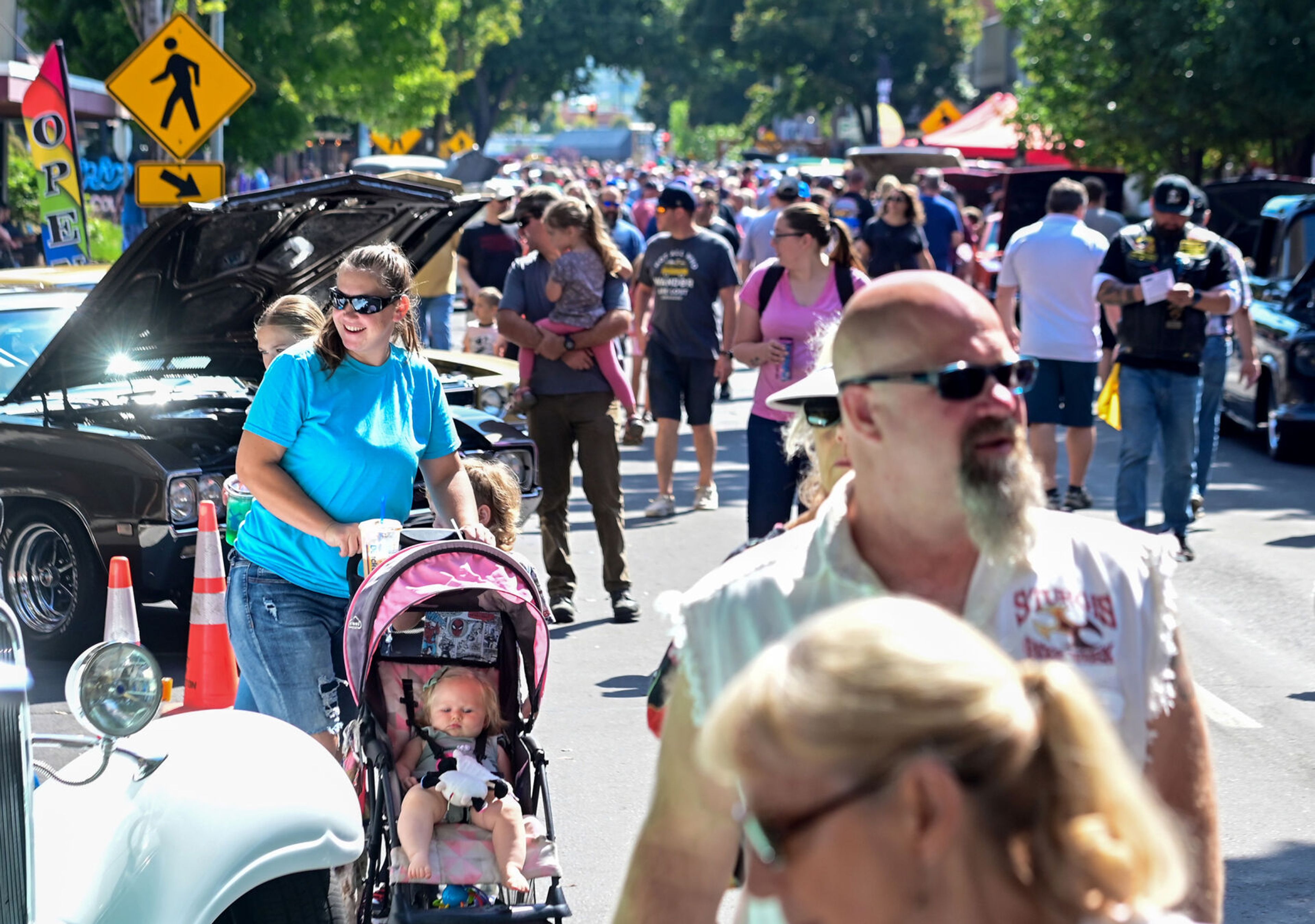 A crowd fills Main Street on Saturday in Lewiston to view the cars on display for Lewiston Hot August Nights.