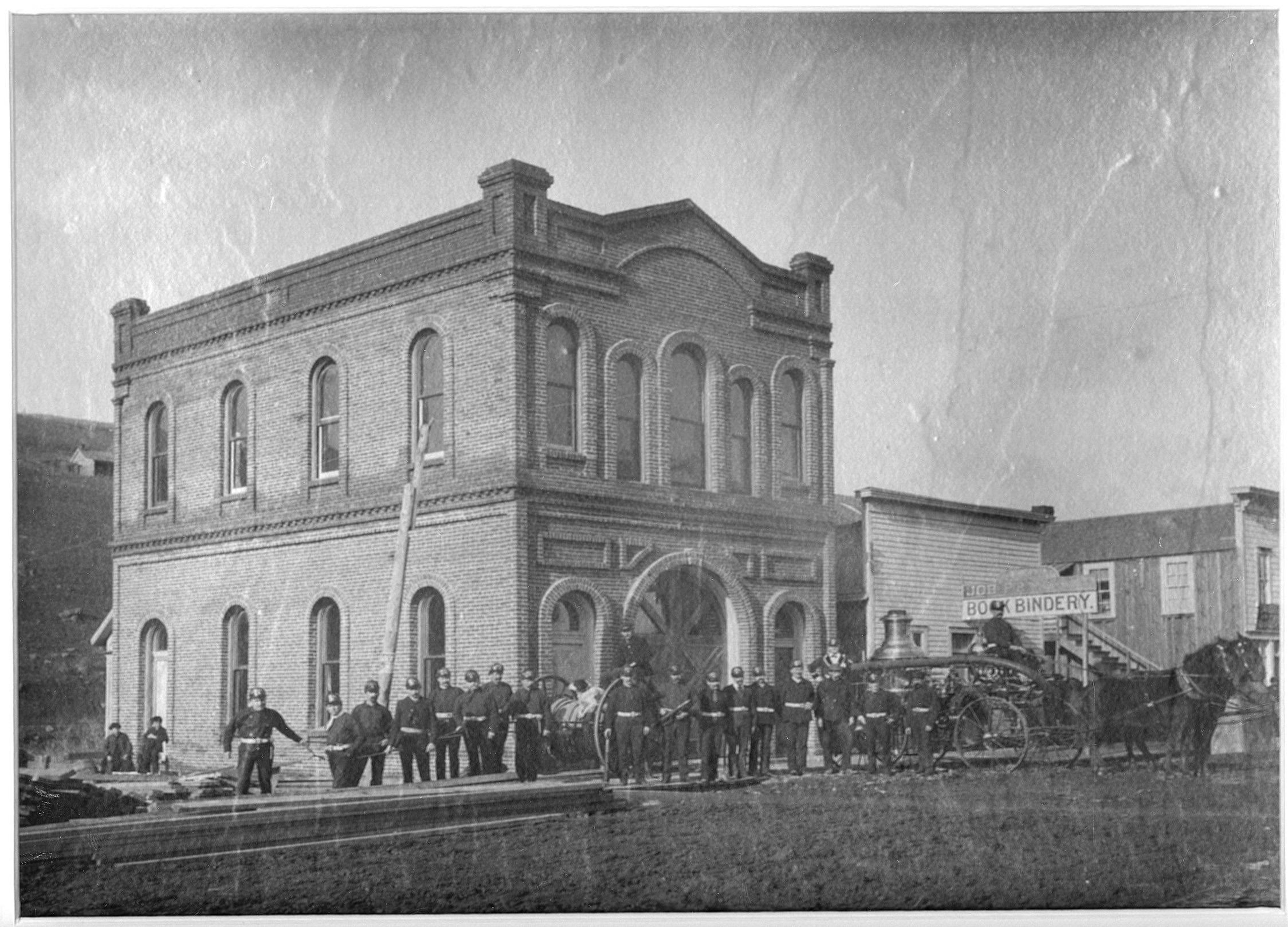 The old Hook and Ladder Company of Colfax, on the corner of Main and Canyon streets. This was the original building for the fire department, city hall, and later the police department in town.