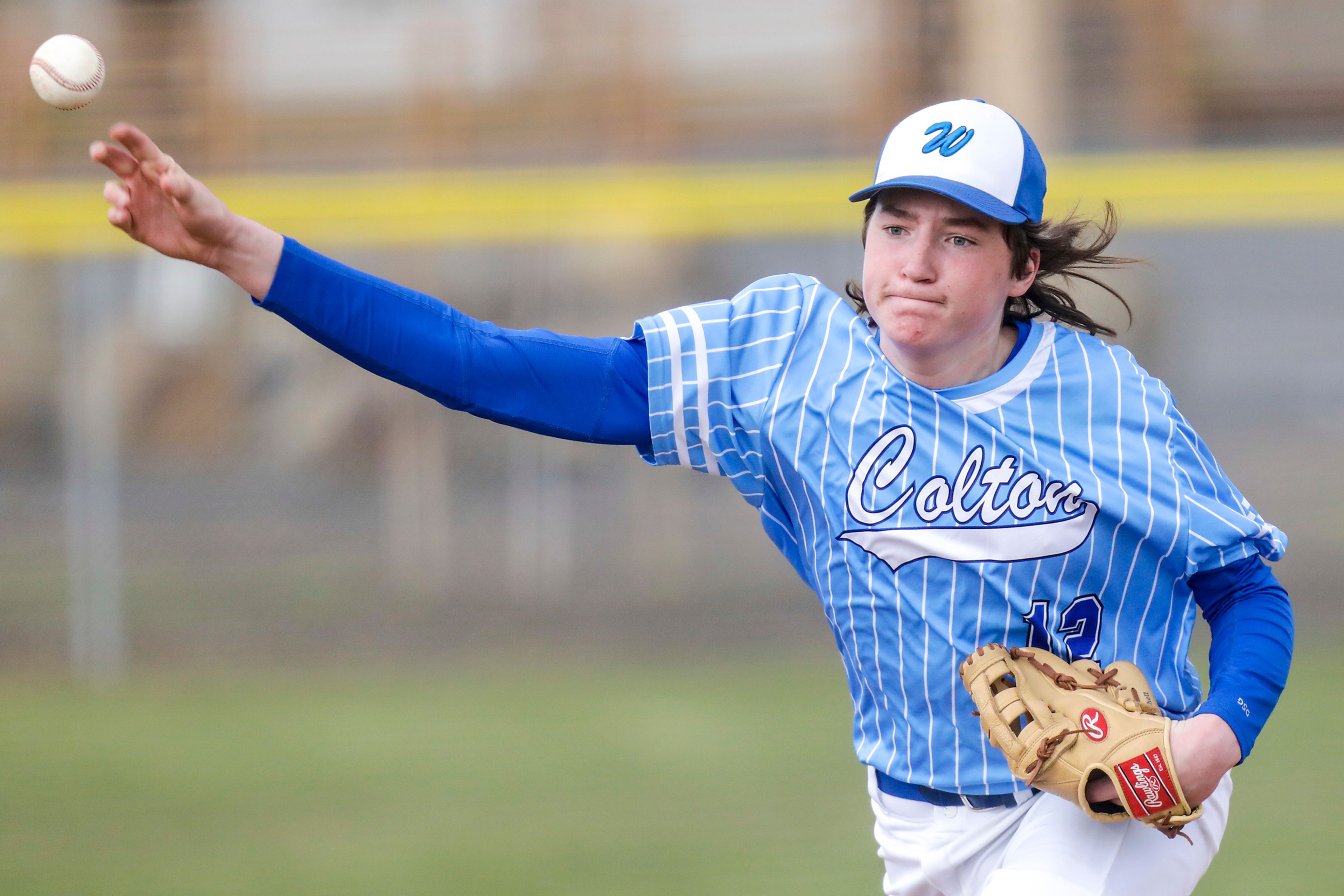 Colton pitcher Dan Bell throws a pitch against Genesee in Genesee on Monday.