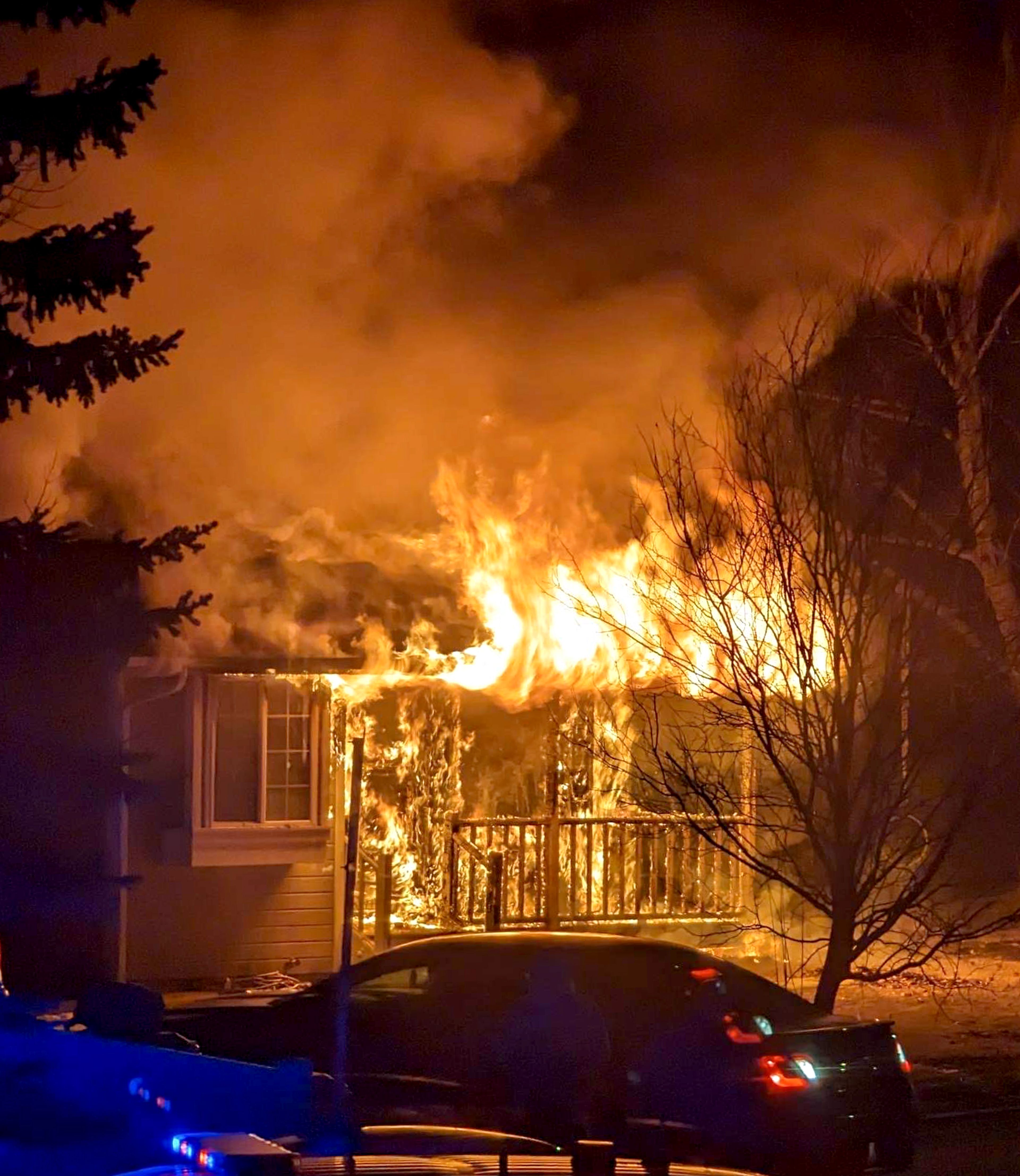 The Oxford House burns early Sunday morning in Moscow.