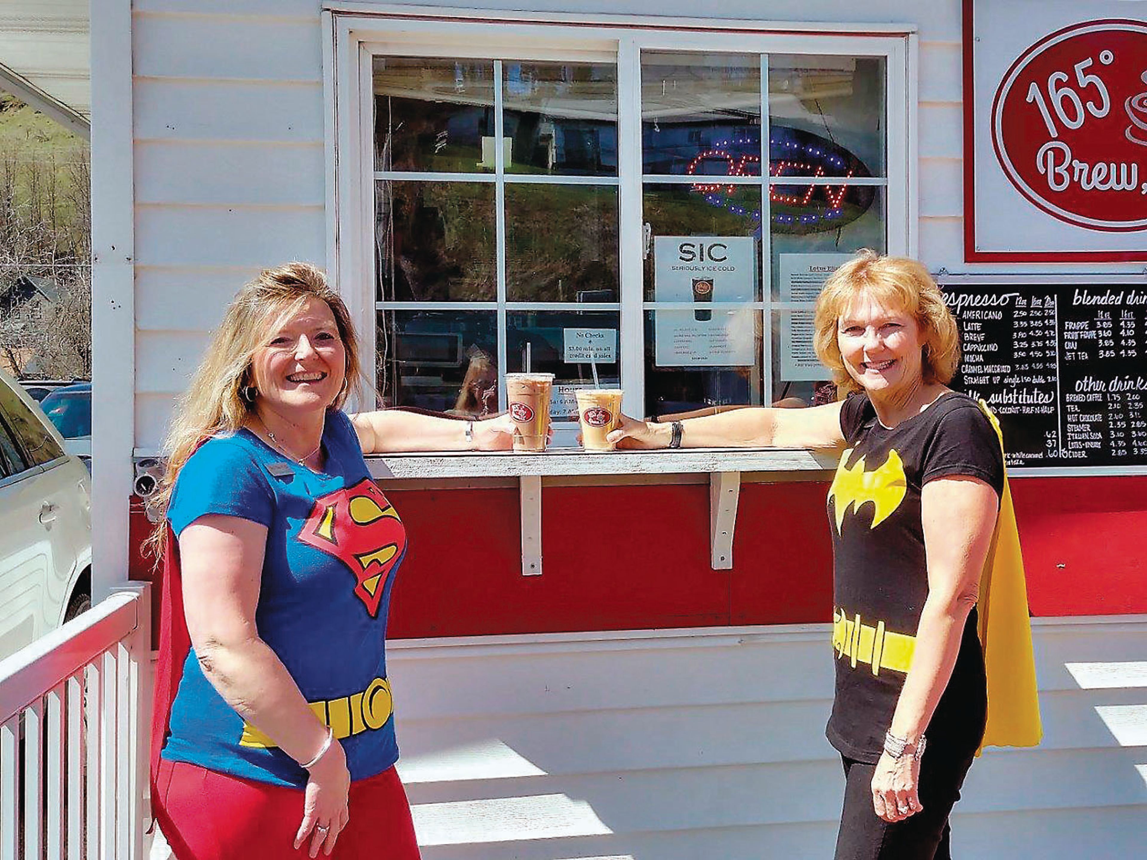 Daily News reader Sheri Miller, associate director and youth services manager at Whitman County Library, submitted this photo of librarians Nichole Kopp, left, and Sheri Miller fueling up at a Colfax coffee stand for the library’s Thursday after school program.