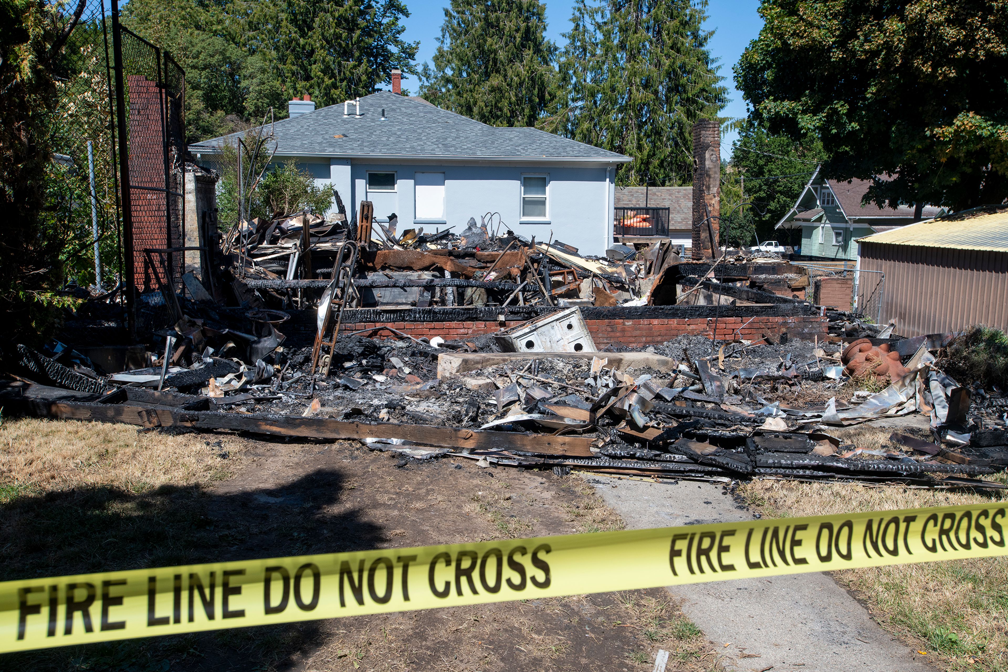 The aftermath of a house fire on the 200 block of Thorn Street in Colfax is seen Monday. The fire occurred Saturday afternoon and burned through the night.