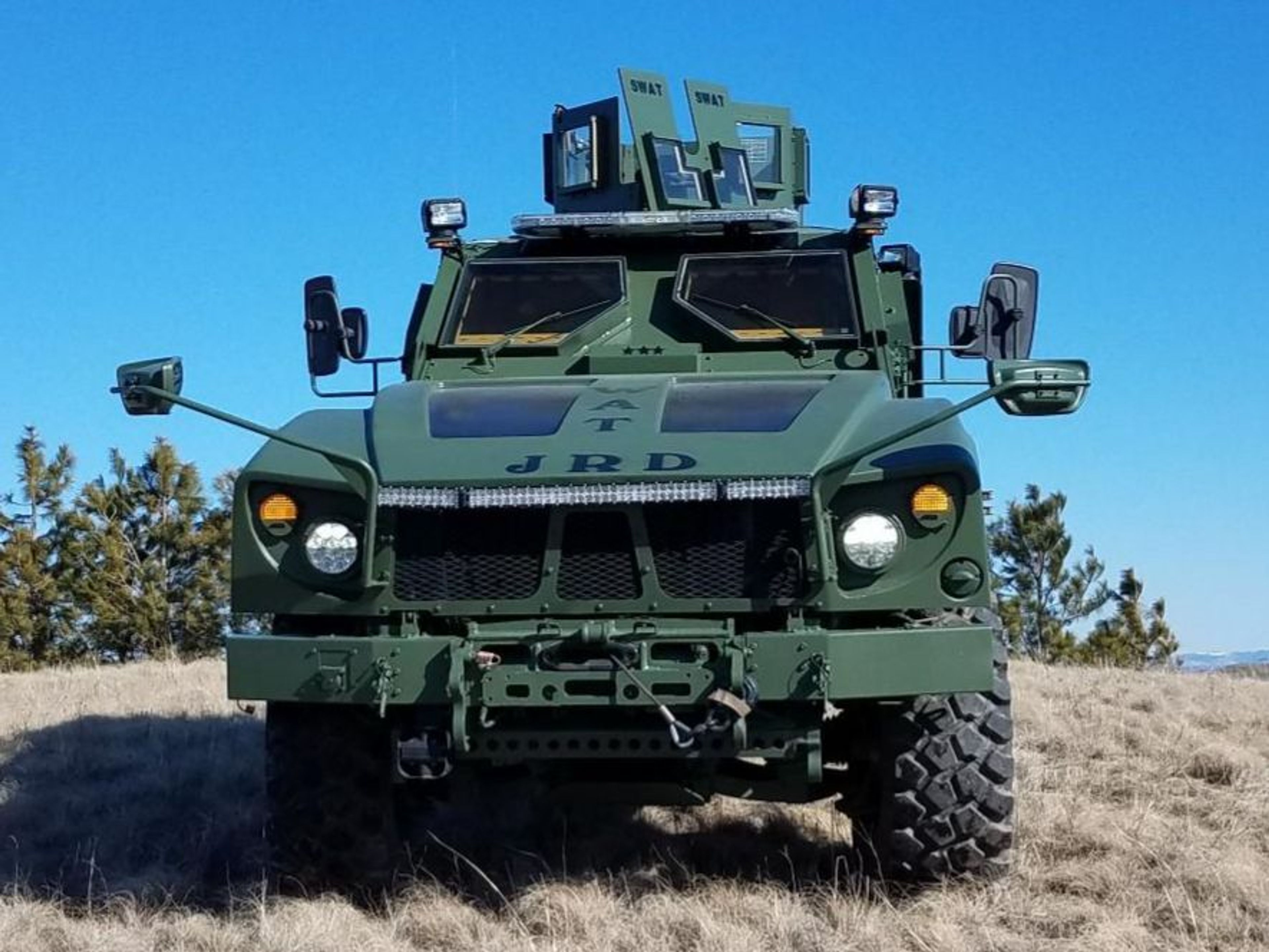 The Whitman County Sheriff's Office announced Tuesday it has officially introduced a new armored tactical vehicle to its arsenal. The 2010 MRAP (Mine-Resistant Ambush Protected) vehicle is intended to help the Whitman County SWAT team respond to high risk situations. The initials JRD have been placed on the hood of the vehicle in memory of Deputy Justin DeRosier, a Cowlitz County Deputy Sheriff and former Whitman County Sheriff's Office deputy who was killed in the line of duty last April.