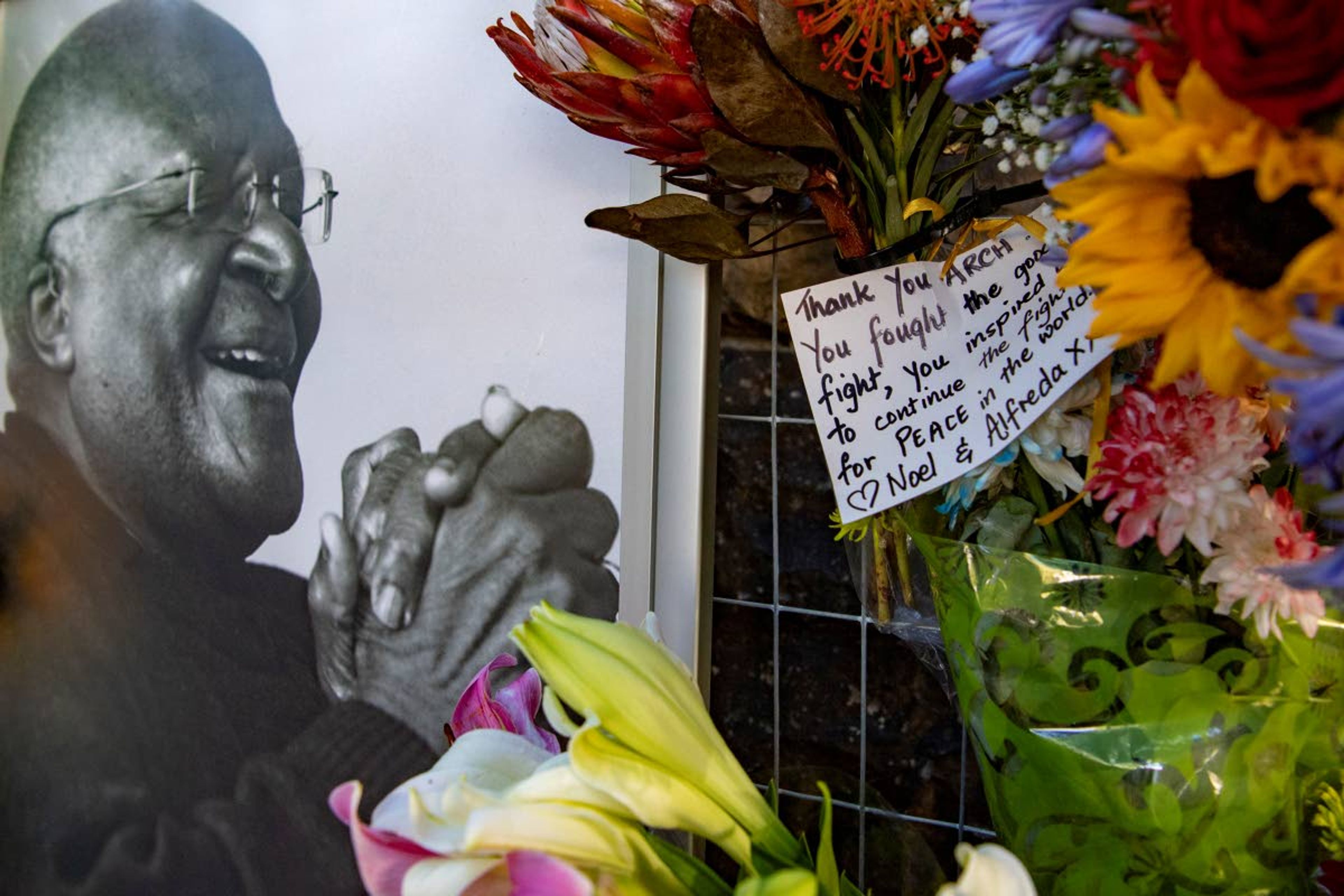 Young South Africans learn of Tutu’s activism for equality