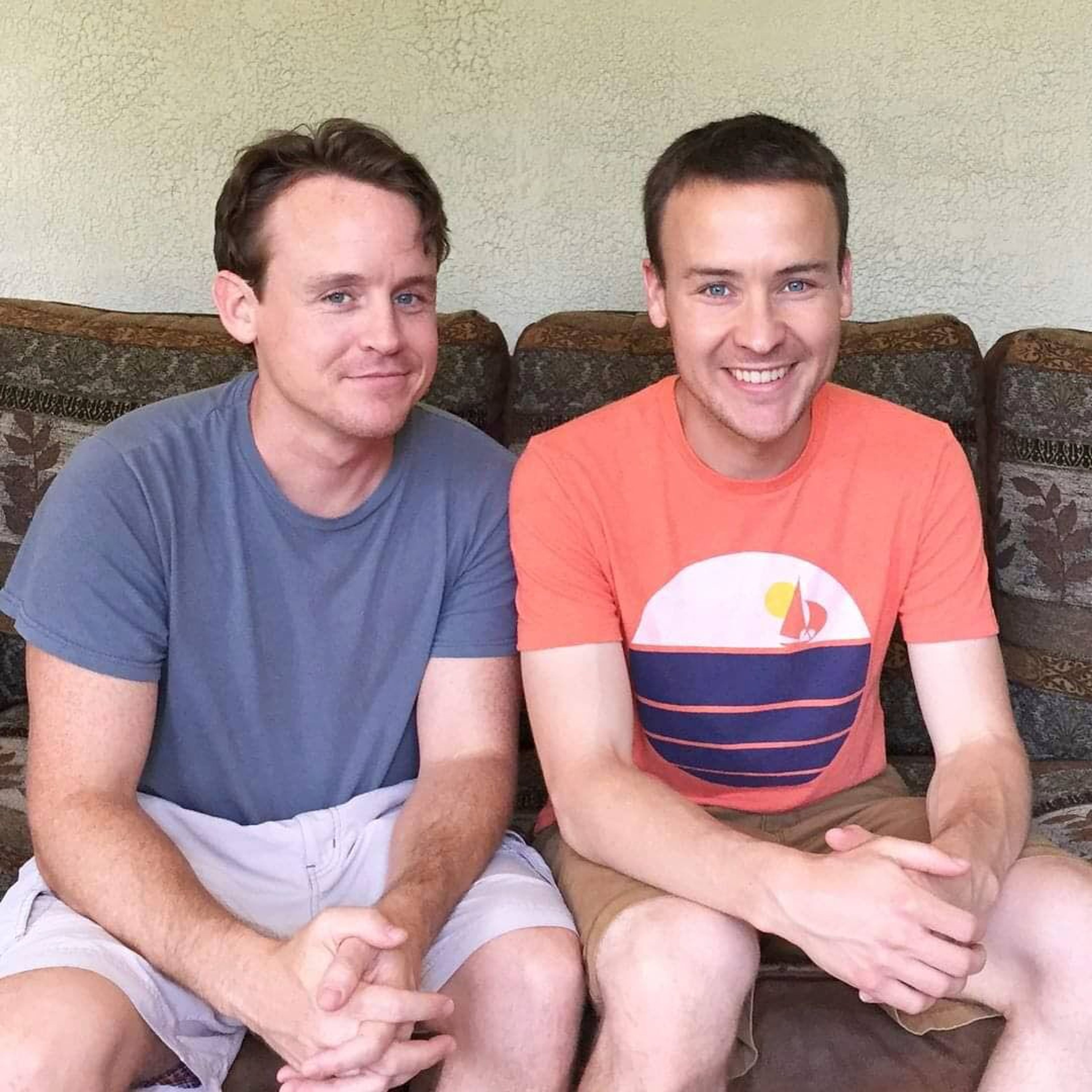 This August 2017 provided by the family shows Jordan McGlashen, left, and his brother, Collin. Jordan died of a drug overdose in his Ypsilanti, Mich, apartment in 2020. He was pronounced dead on May 6, the day before his 39th birthday. “It was really difficult for me to think about the way in which Jordan died. He was alone, and suffering emotionally and felt like he had to use again,” said his younger brother, Collin. (Courtesy Collin McGlashen via AP)