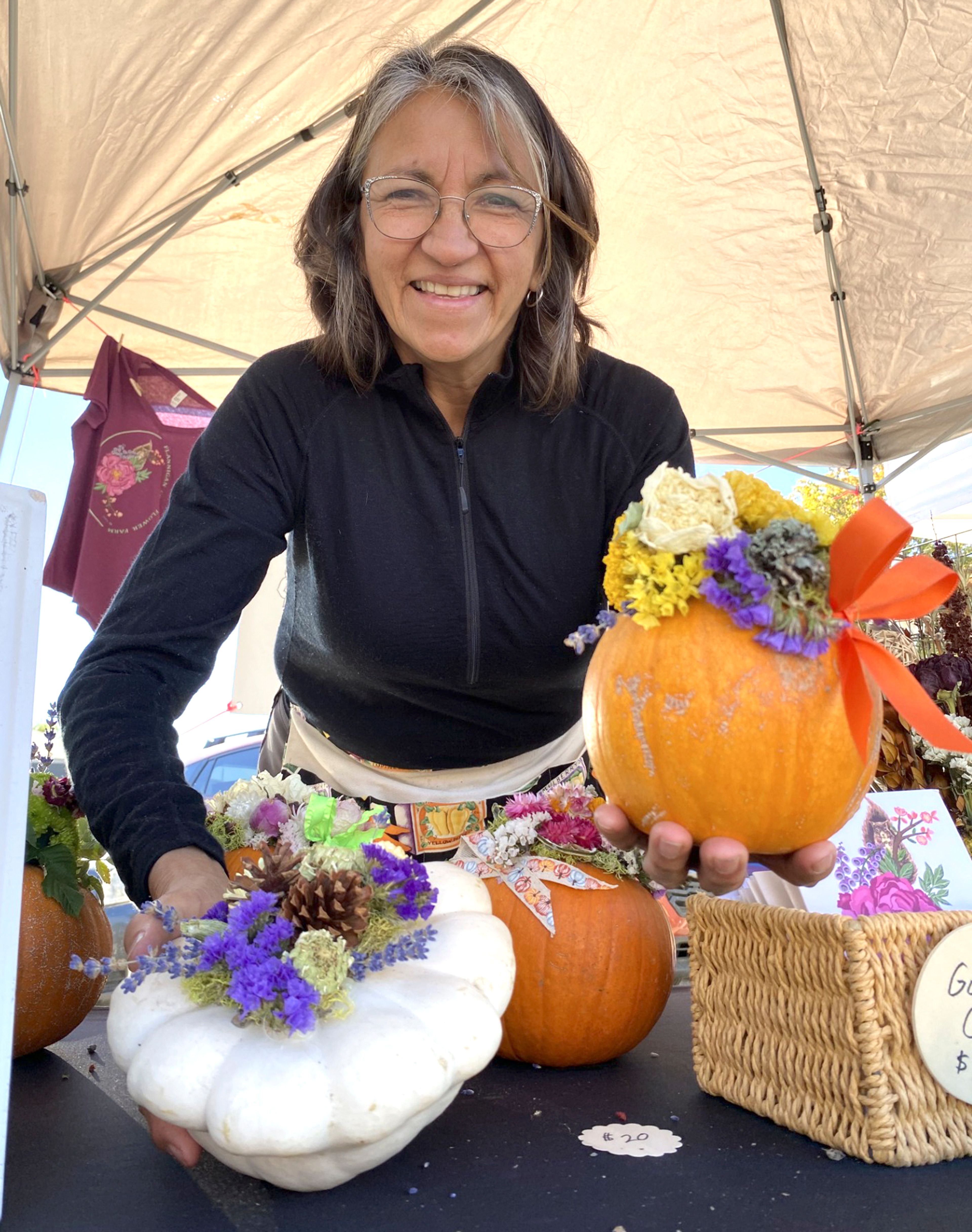 Tammy Lewis, of Flannigan Creek Flower Farm north of Moscow, chose apple in our poll, despite her distinctly pumpkin-themed booth at the Moscow Farmers Market.