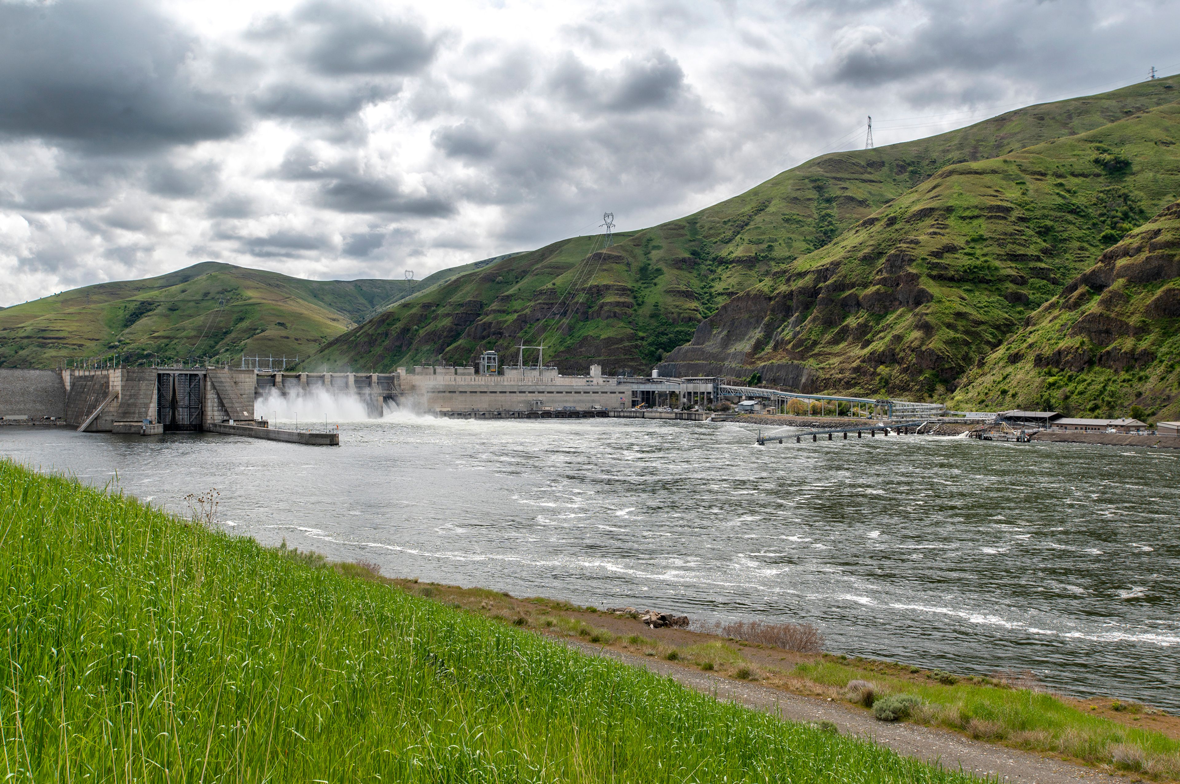 The Lower Granite Lock and Dam is seen from the north shore of the Snake River in Almota. Federal officials recently released a draft report saying the breaching of one or more of the Lower Snake River dams, combined with other measures, is needed to recover salmon runs to healthy and harvestable levels.