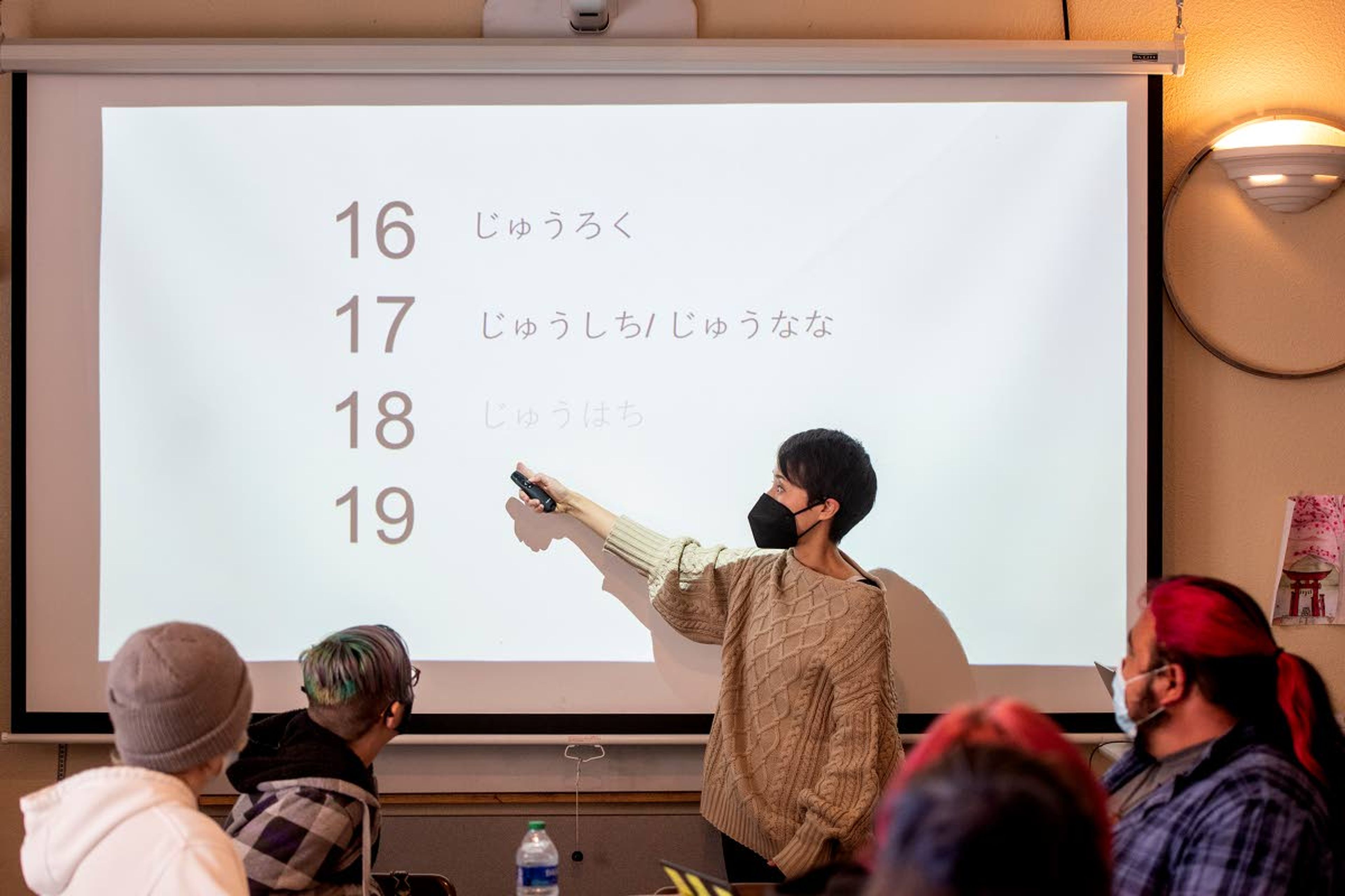 University of Idaho Japanese Instructor Azusa Tojo reviews how to count in Japanese with students Wednesday at Paradise Creek Regional High School in Moscow.