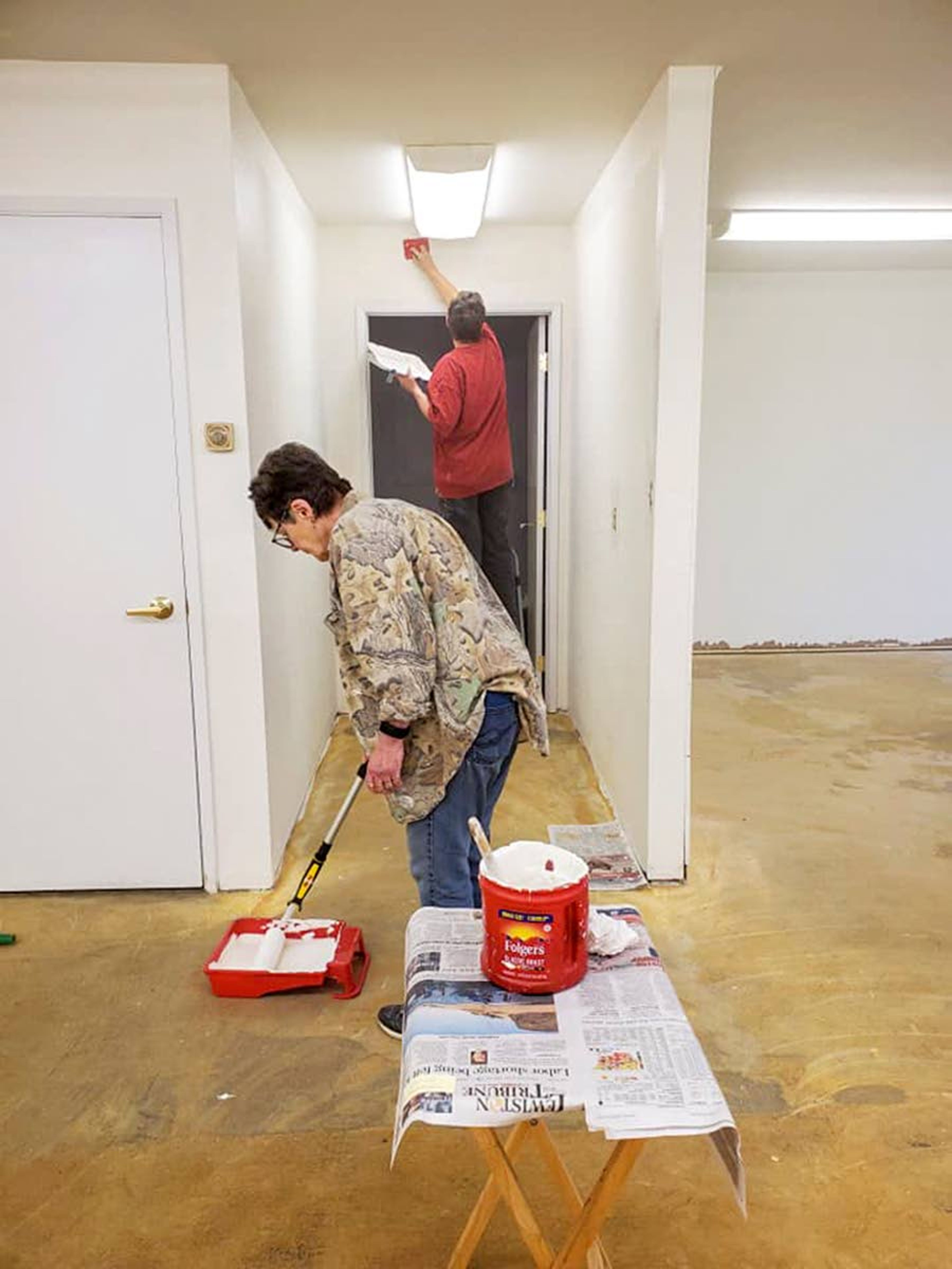 People work on improvements to the Elk River Free Library during its remodel.