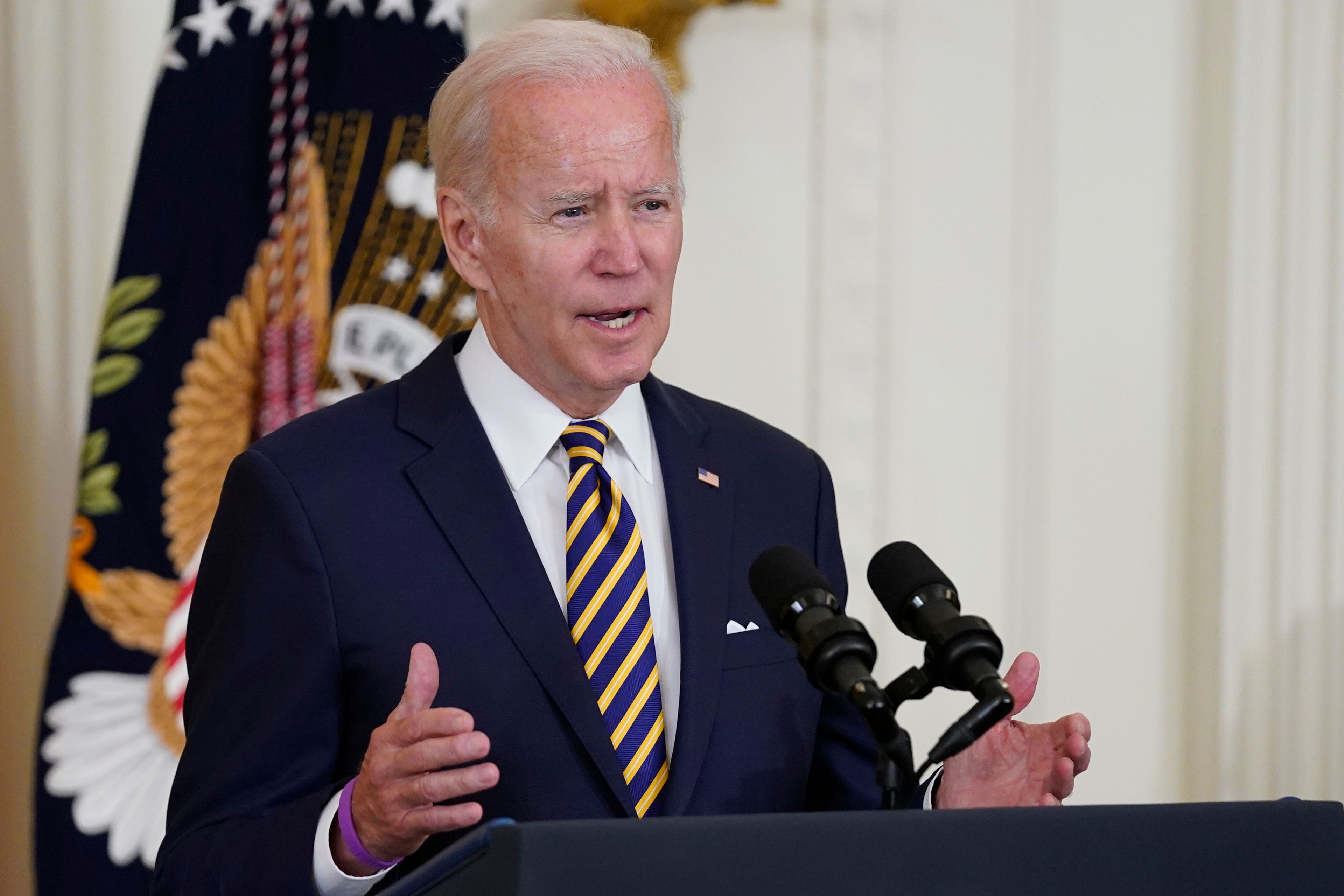 FILE - President Joe Biden in the East Room of the White House, Aug. 10, 2022, in Washington. Biden is set to announce $10,000 federal student loan cancellation on Aug. 24, for many, extend repayment pause for others. (AP Photo/Evan Vucci, File)