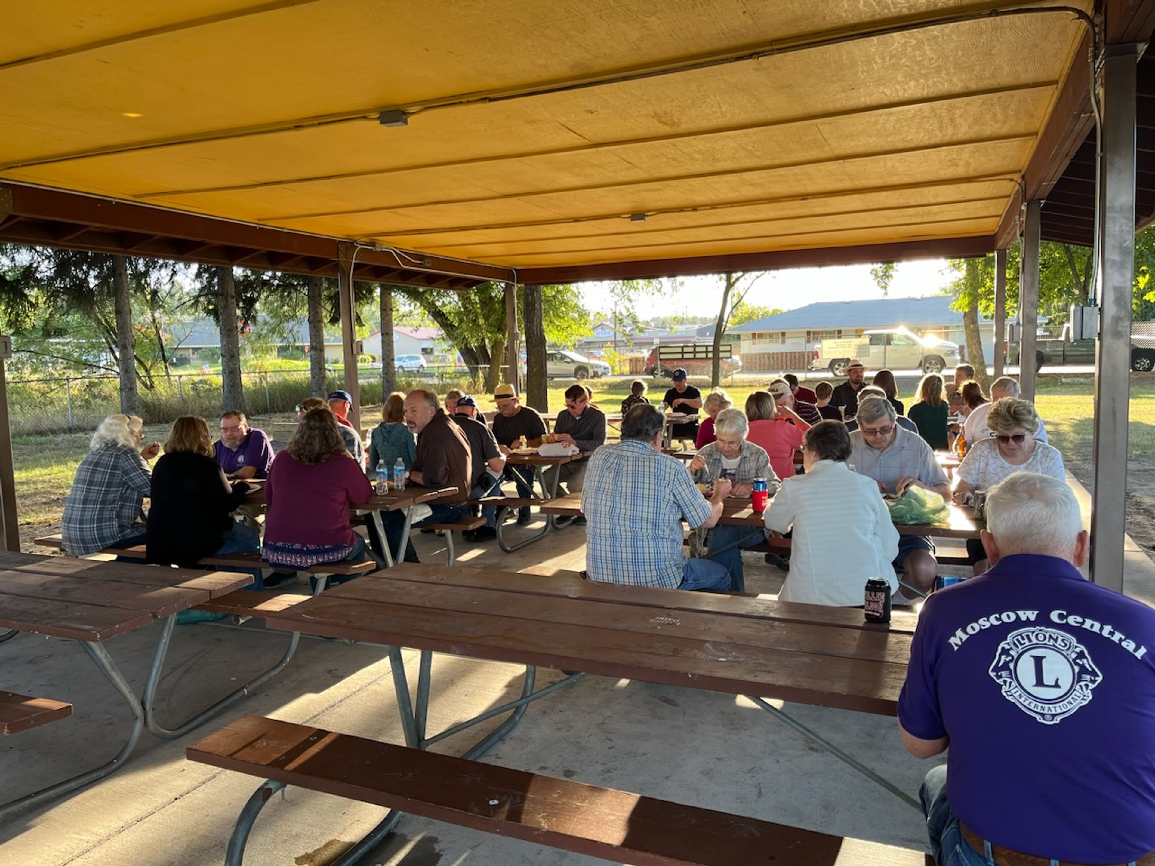 The picnic shelter at Lions Park in the Latah County Fairgrounds in Moscow has undergone a renovation, and according to project chairs Mark Boehne and Mike McGahan, the project was "truly evidence that many hands to make the load lighter." "Over two phases, the lions club renovated their sinking shelter , poured a new concrete cap and feathered out the edges. New steel posts replaced the wooden ones. We installed new electrical and tightened up the picnic tables," wrote the chairmen upon submitting this image. "All this accomplished with the help of Wasankari Construction, Knox Concrete, Gropp Electric and Reliant Engineering. ... Financial support from The latah County commissioners, the Moscow Rotary Club, Idaho Central Credit Union and a private donor along with the balance coming from The Moscow Central Lions Club. We thank all involved. Your continued support enables our club to serve Moscow and our neighbors."