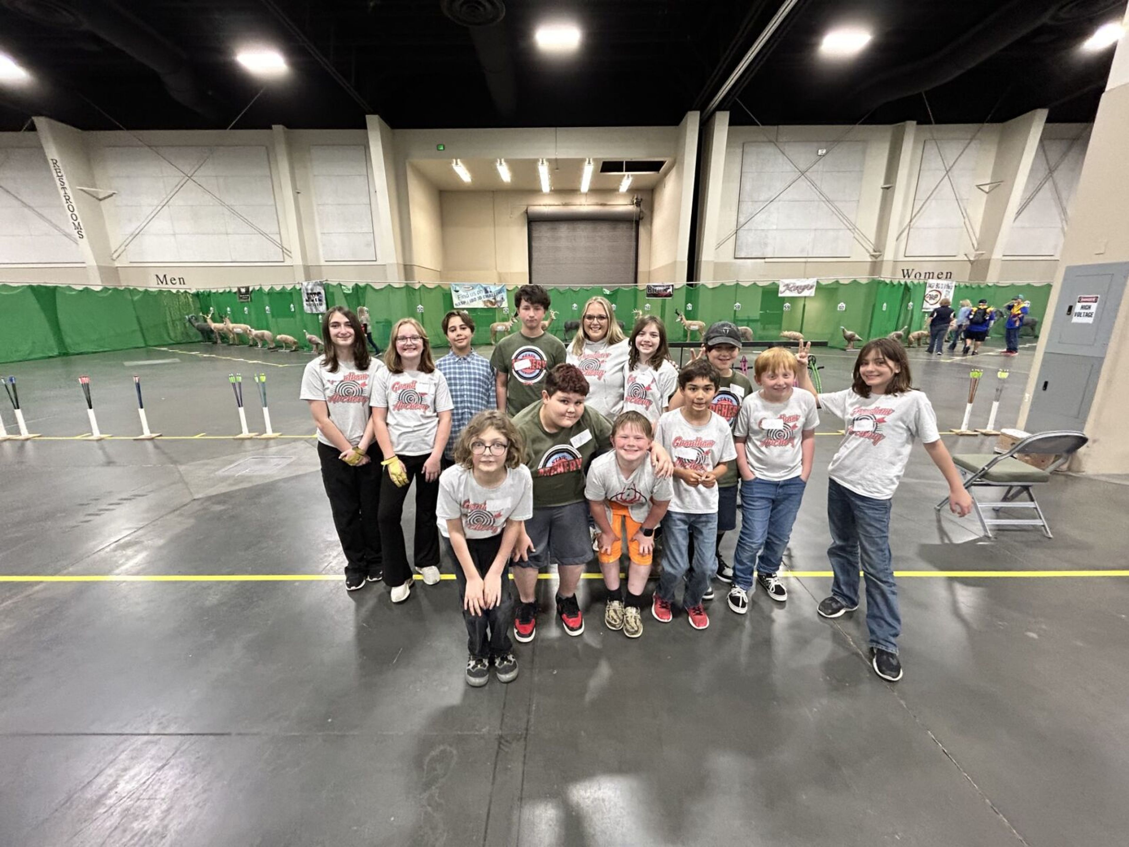 The Grantham Elementary archery team stands for a photo.