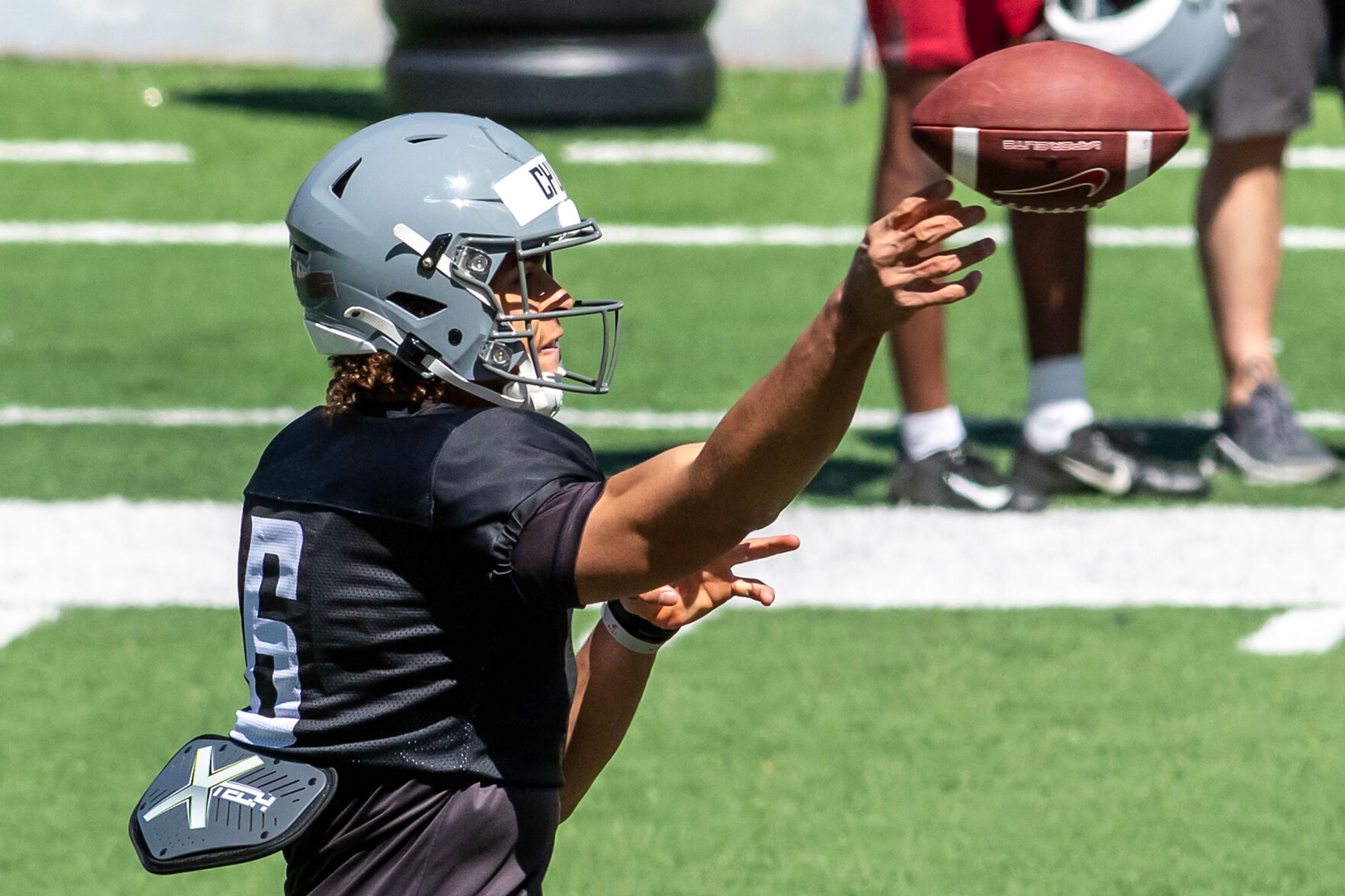 Washington State quarterback Evans Chuba throws a pass during the second scrimmage of spring practice Saturday in Pullman.