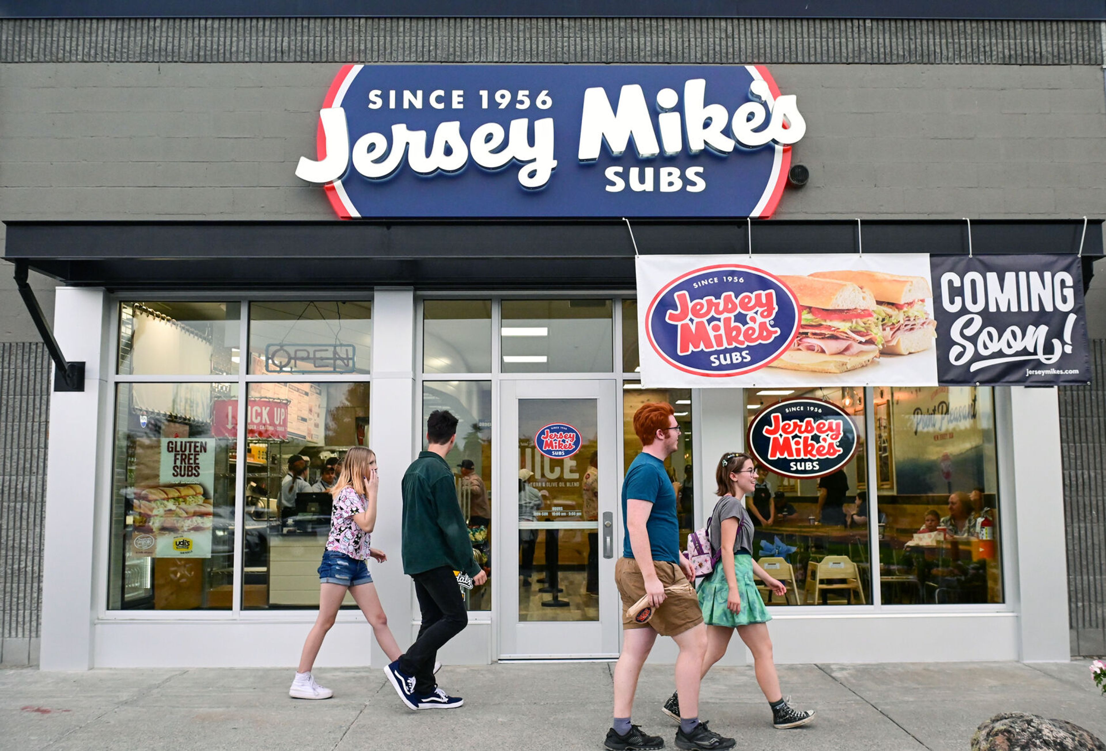 The finished Jersey Mike's Subs is filled with friends and family for a soft opening event on Tuesday in Moscow.