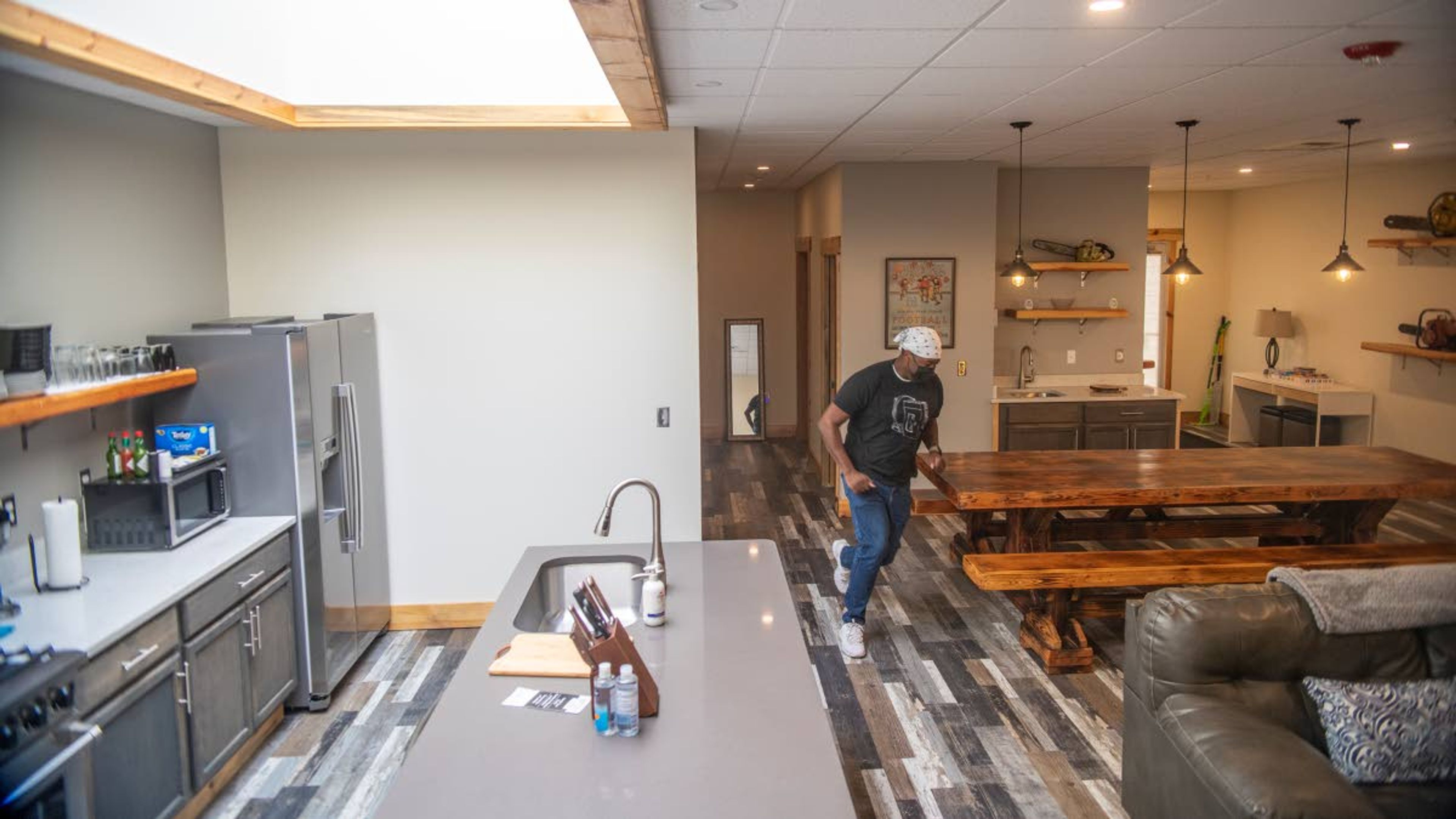 Goldfinger gives a tour of the Airbnb located on the first floor of Lumberyard in Pullman on Wednesday afternoon.