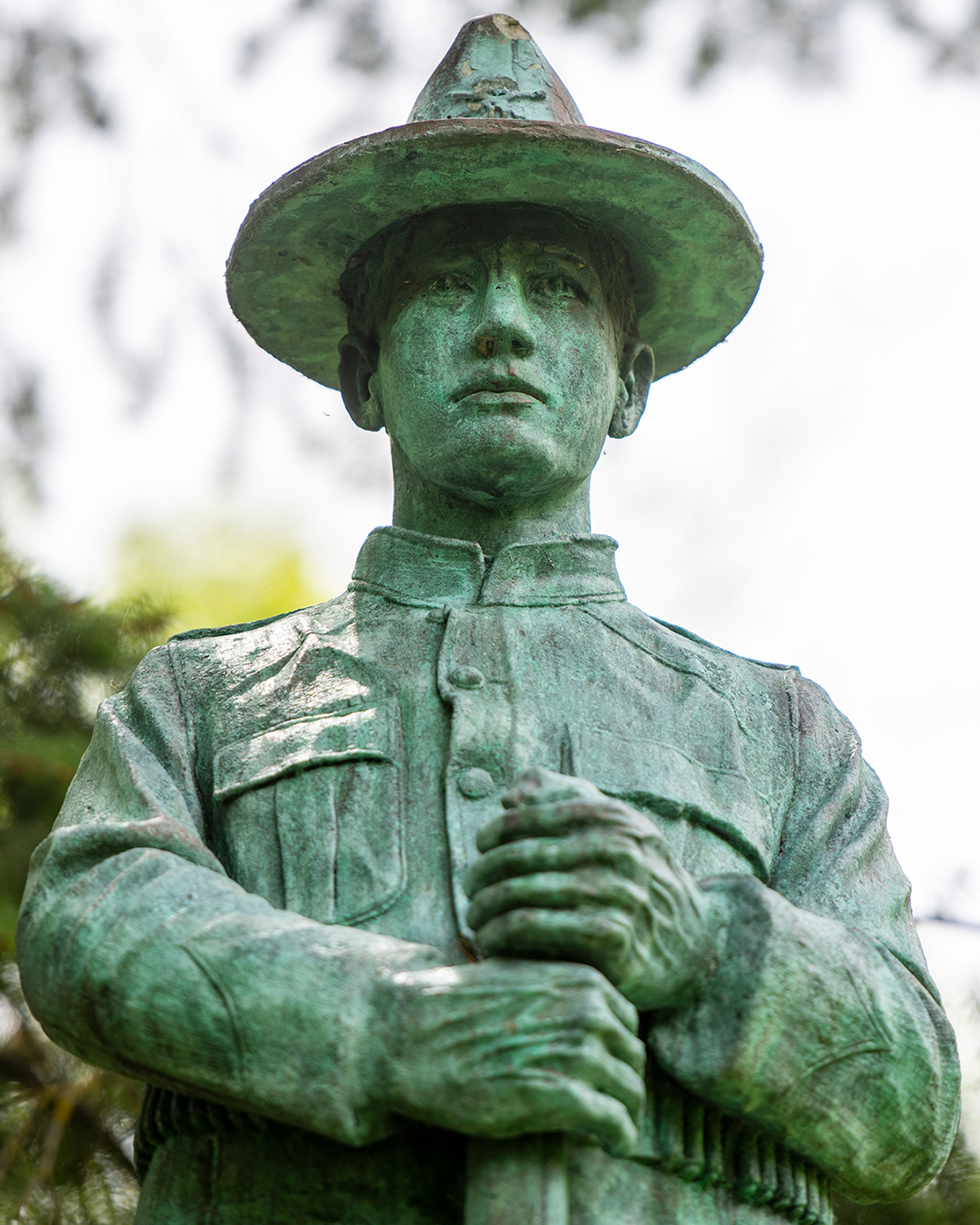 The Ole Hagberg statue is seen on the lawn across from the University of Idaho Administration Building on campus in Moscow.