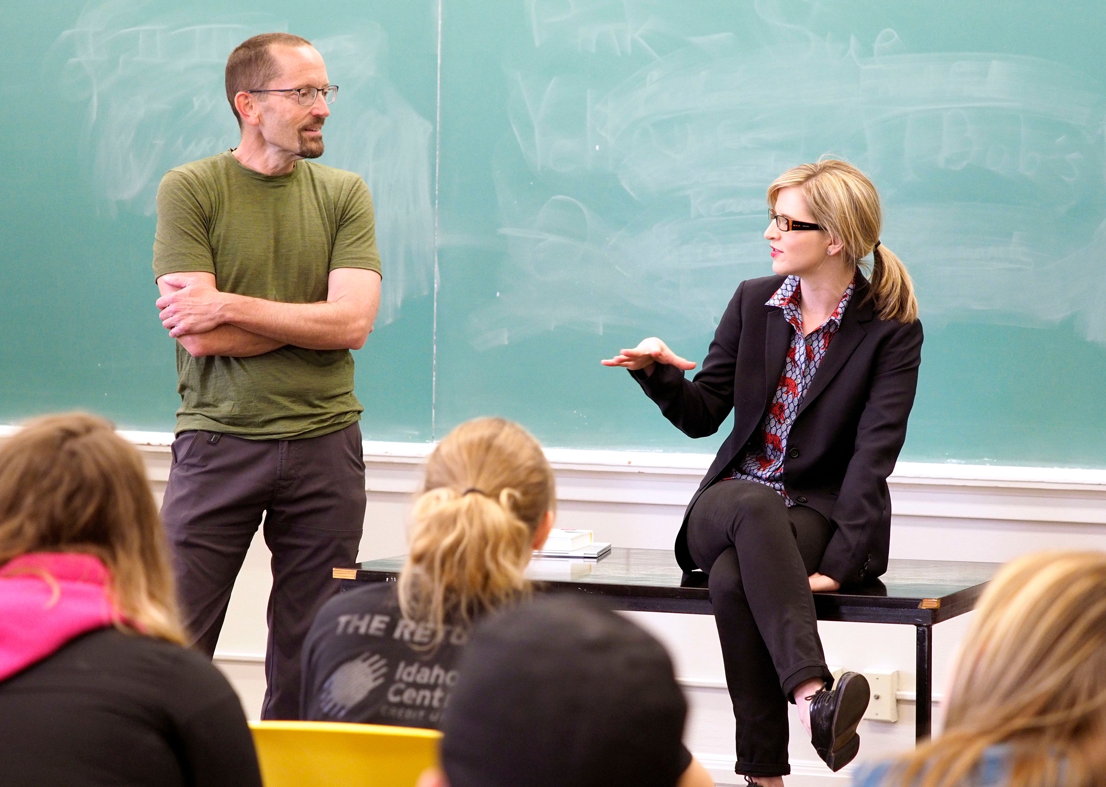 Tara Westover talks about her memoir, "Educated," while visiting Dave Harlan's freshman seminar class, Everyone Has a Story, on Monday at the University of Idaho in Moscow.