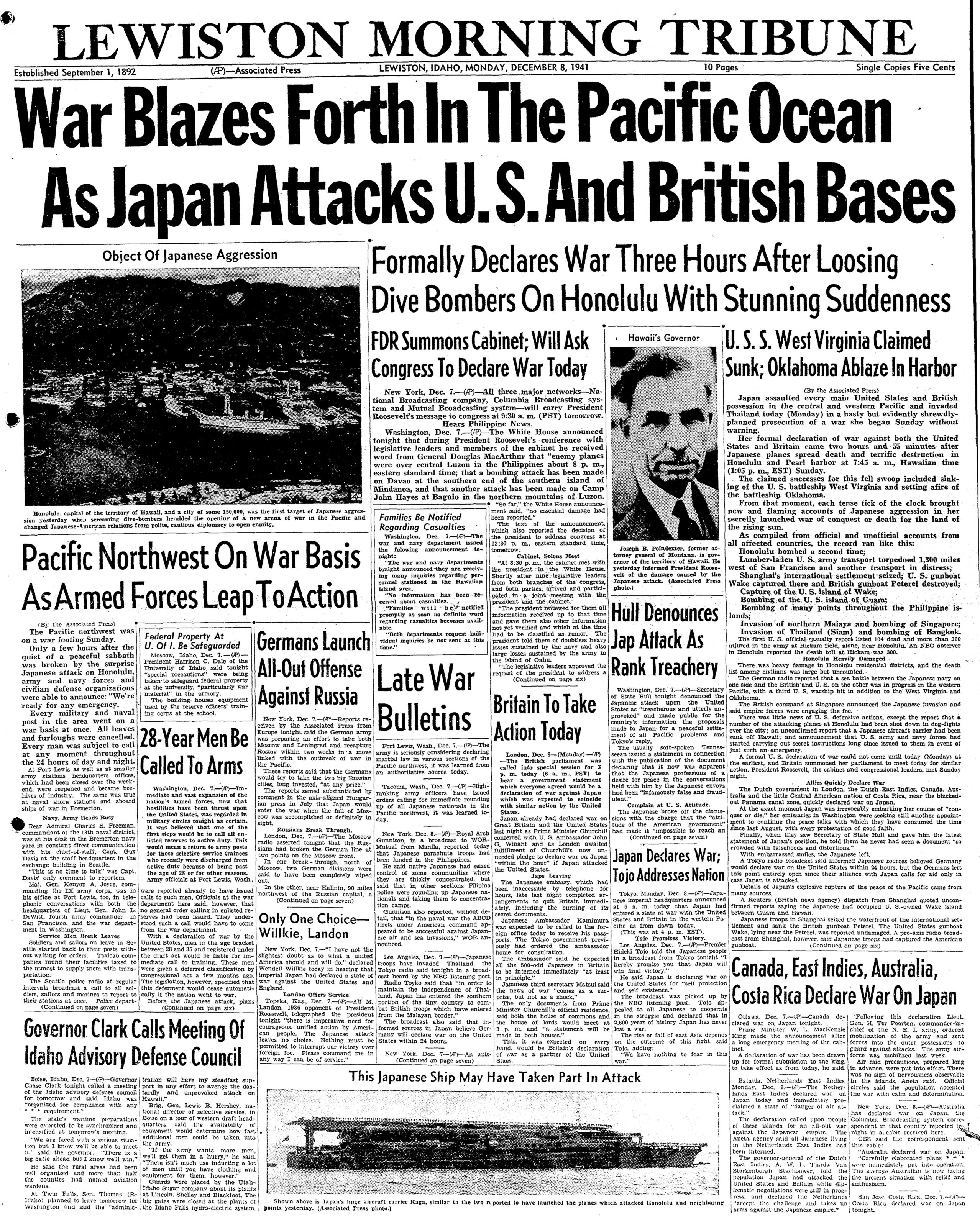 1941: Public hears of Pearl Harbor