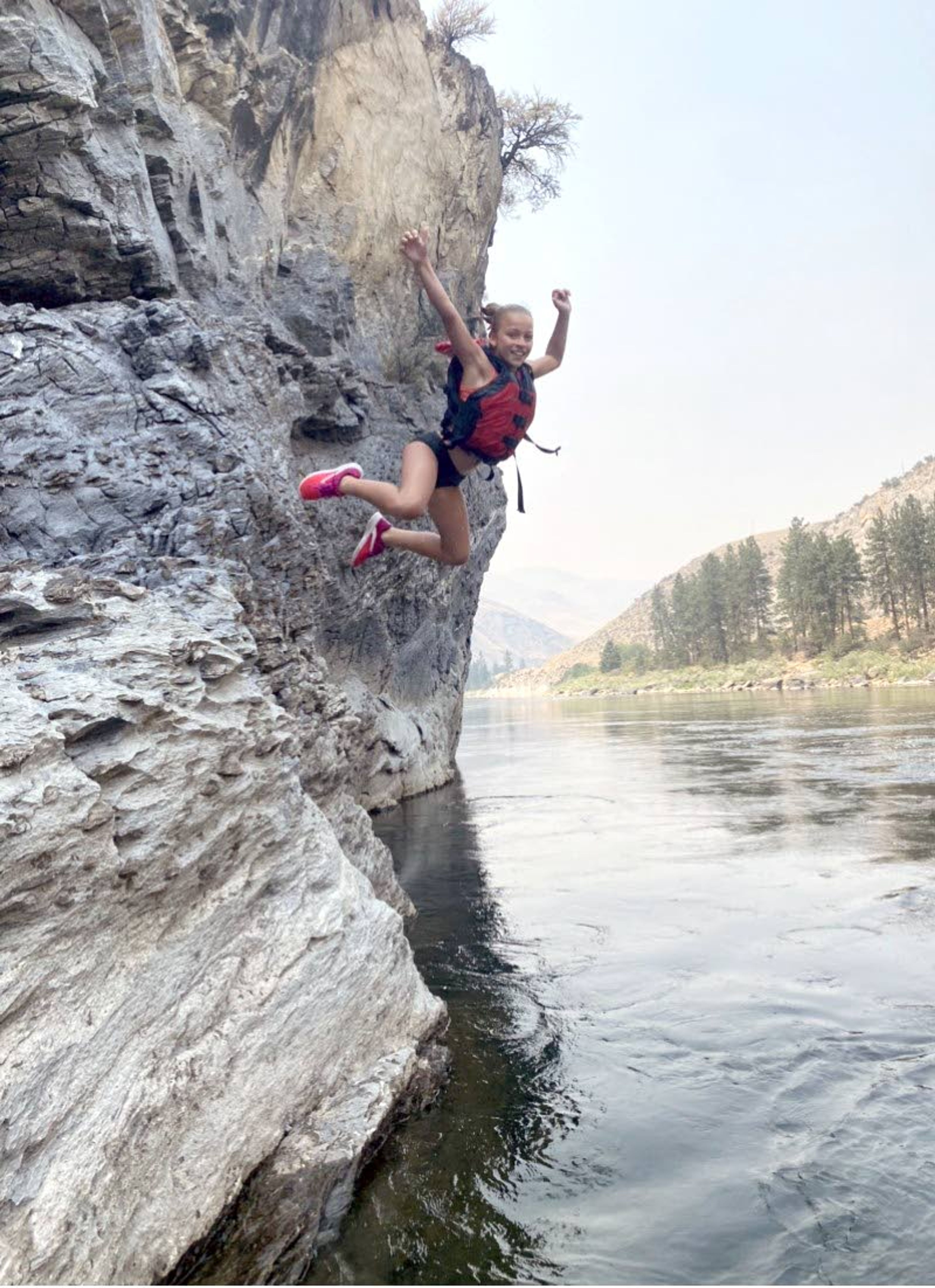 Aubrey Dever of Coeur d’Alene plunges from a rock into the Salmon River on a recent family trip. The photo was snapped by her grandmother, Kim Thompson, and uploaded to Share Your Snaps, a community photo album at inland360.com.