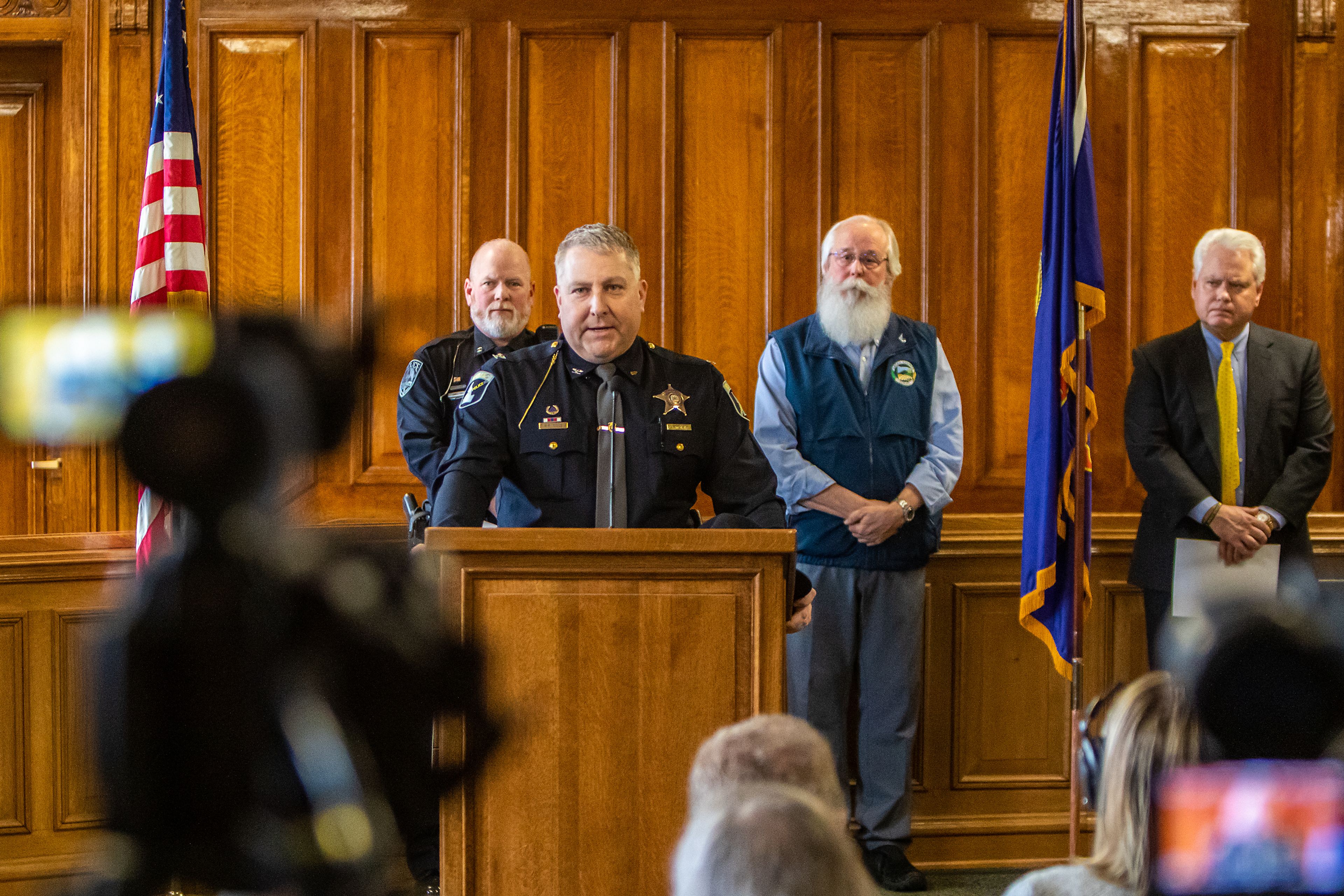 Idaho State Police Colonel Kendrick Wills speaks during a press conference regarding the arrest of Bryan C. Kohberger on Friday, Dec. 30, 2022, at City Hall in Moscow, Idaho. Kohberger was arrested Friday in Effort, Pa. on first degree murder charges.