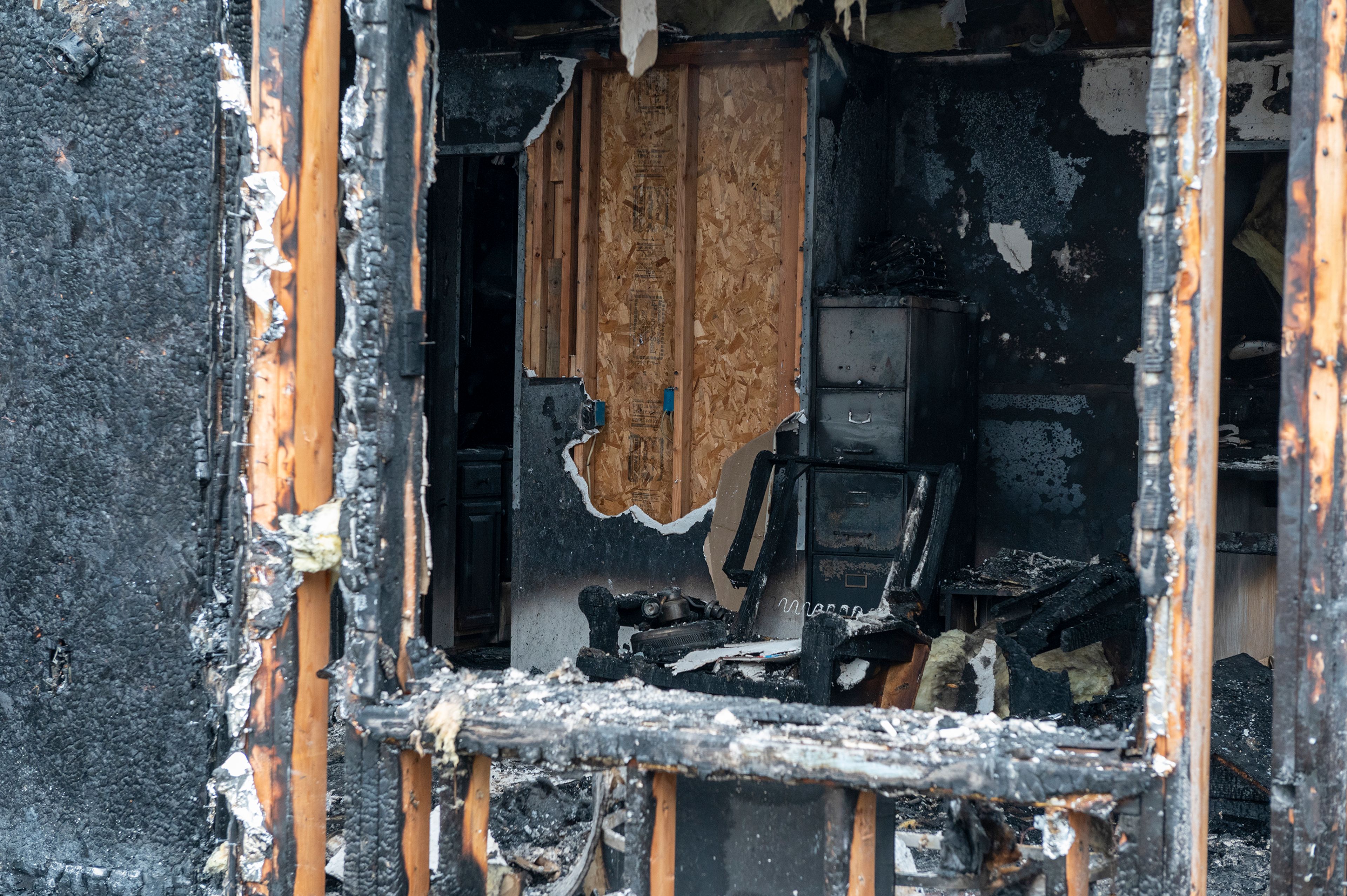 The aftermath of a fire early Sunday morning at the Oxford House is photographed Monday in Moscow.