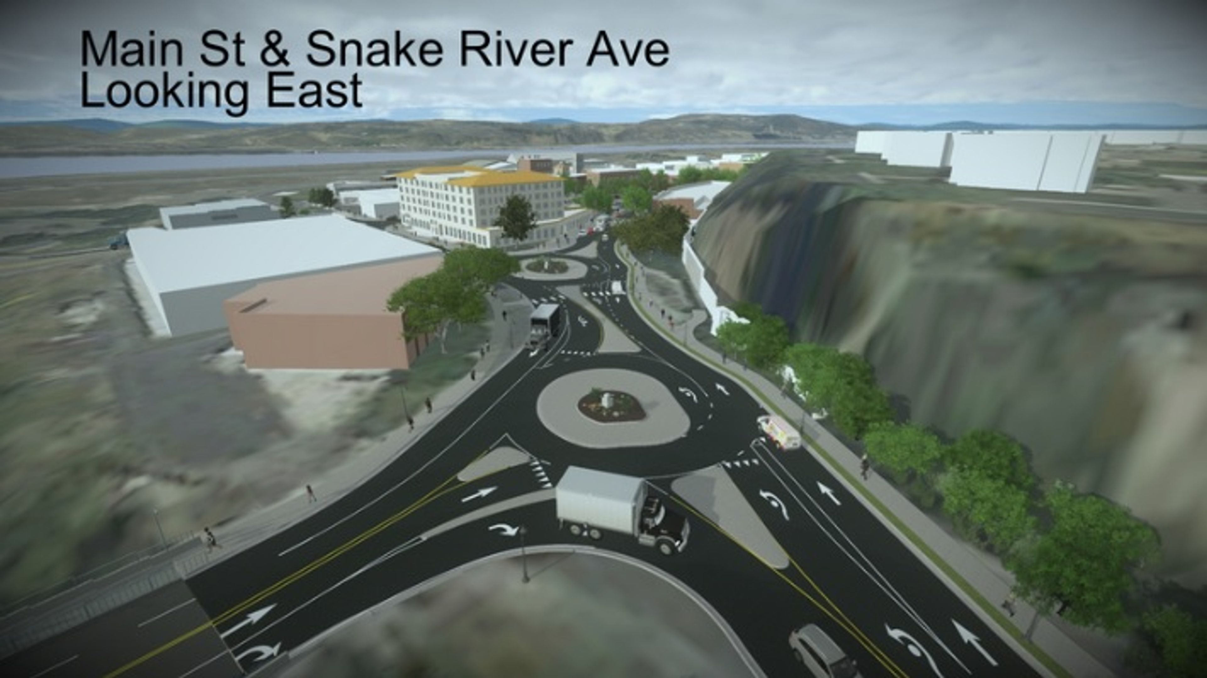 This artist's rendering shows the planned design of the intersection of Main Street and Snake River Avenue in Lewiston.