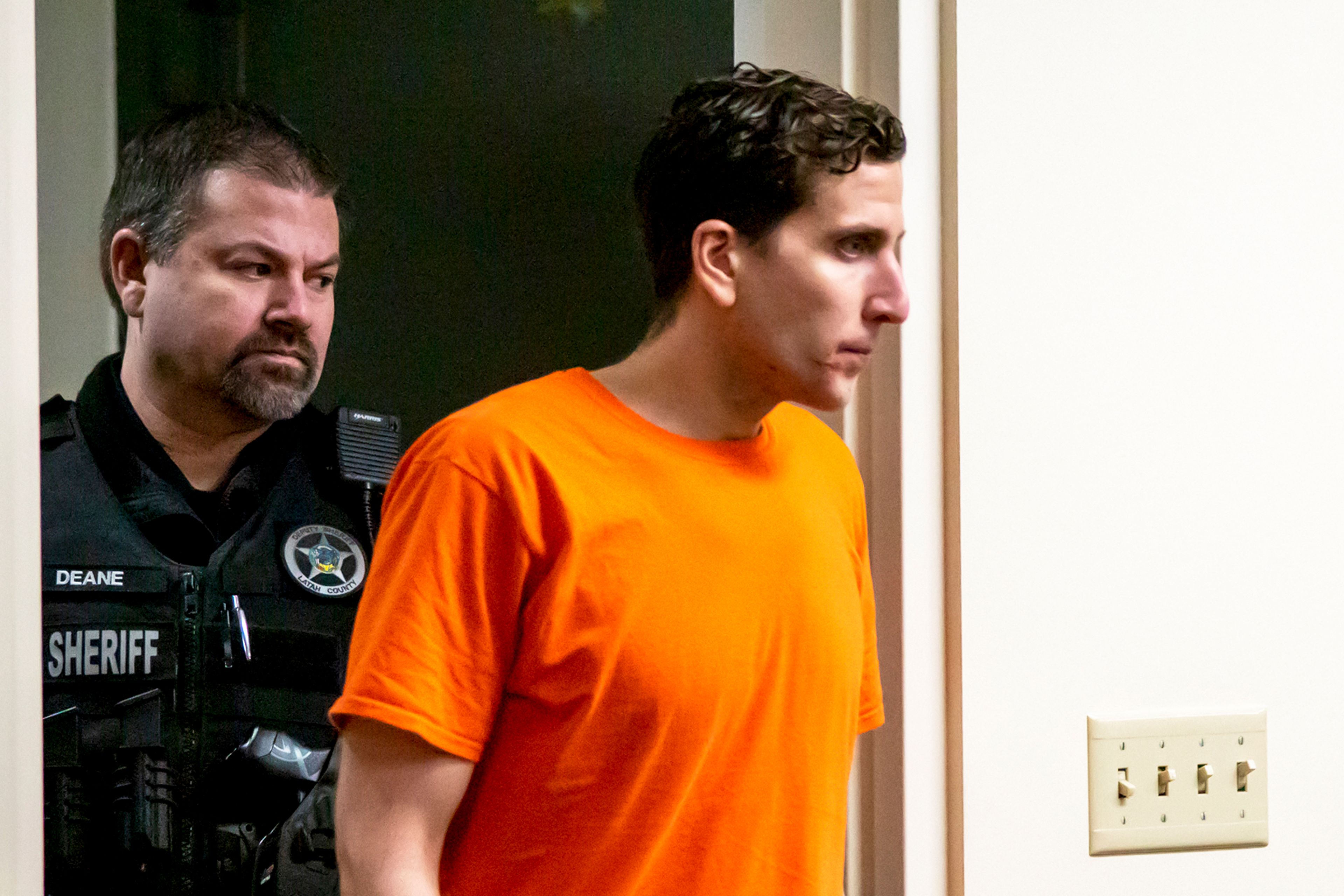 Bryan Kohberger enters a courtroom in Moscow, Idaho January 12 for a status hearing. The accused murderer waived his right to a quick preliminary hearing and will appear in court again on June 26. (Kai Eiselein/Pool/New York Post)