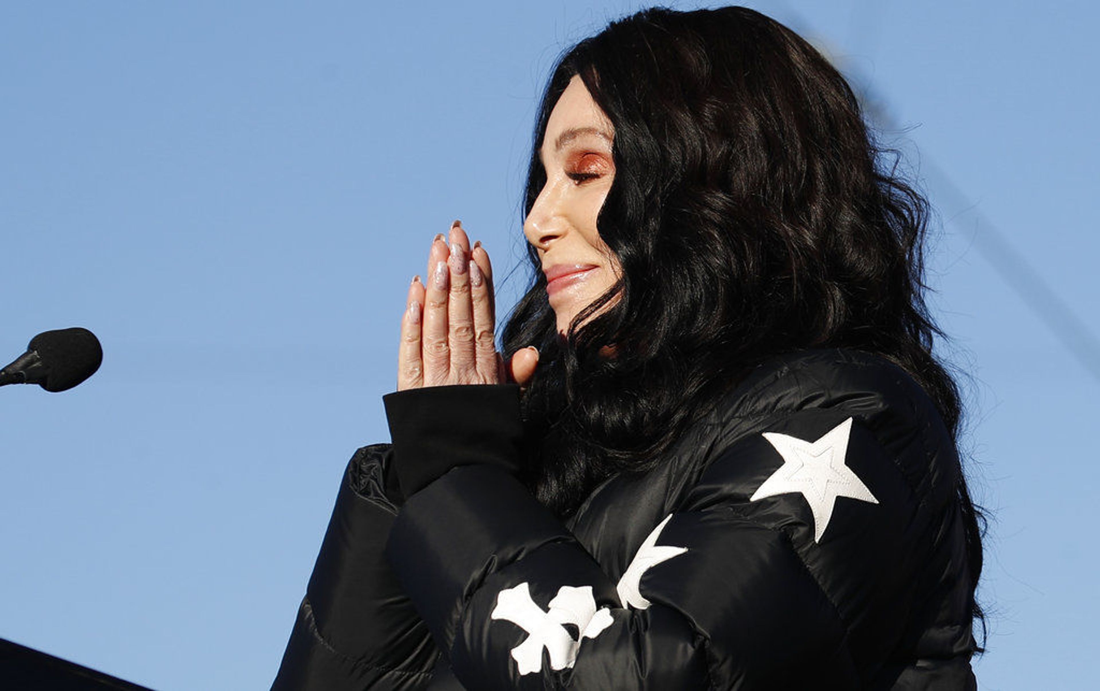 In this Sunday, Jan. 21, 2018 file photo Cher speaks during a women's march rally in Las Vegas. Cher has since endorsed Idaho Democratic Rep. Paulette Jordan to be Idaho's next governor after meeting Jordan at the rally.