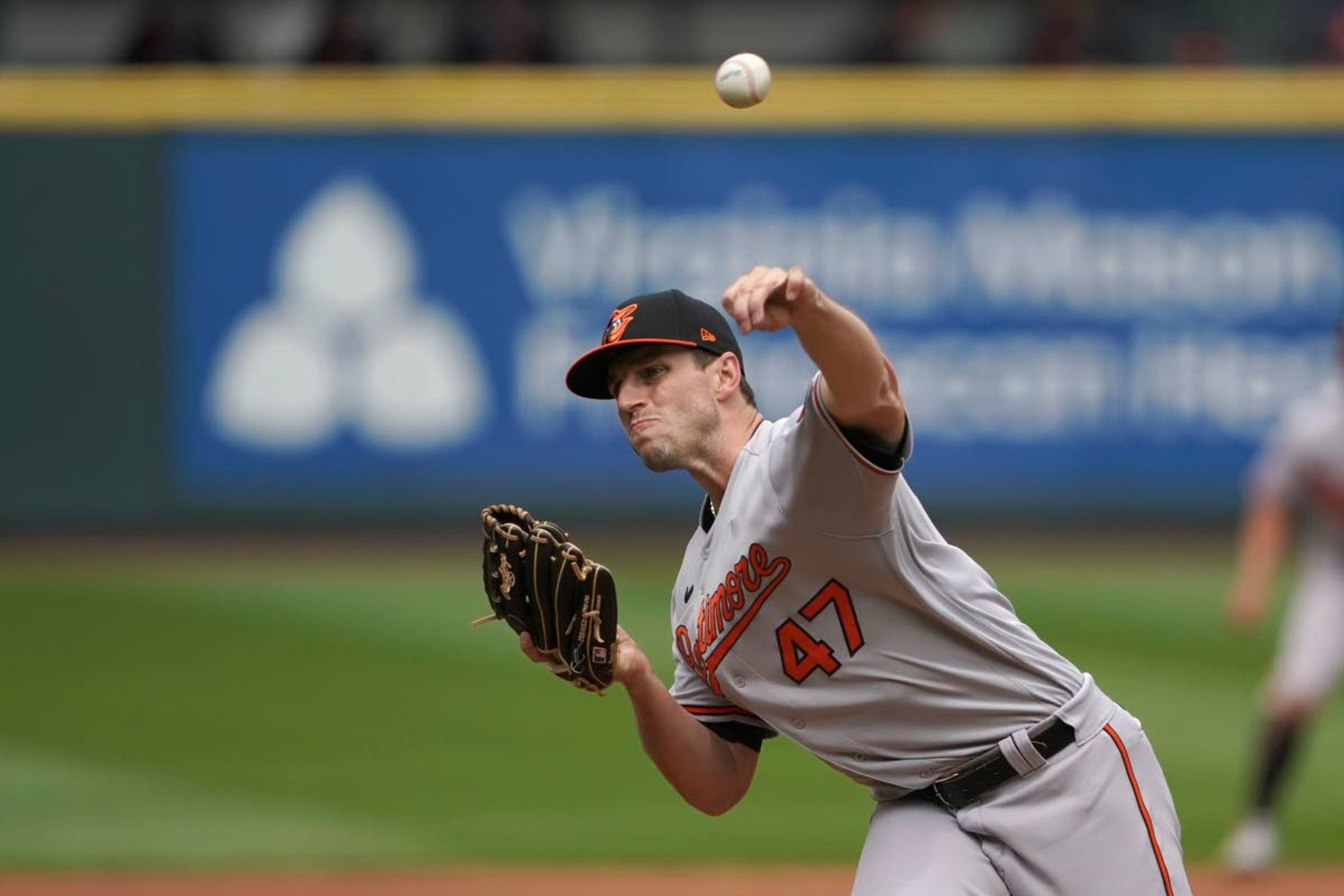 Baltimore Orioles starting pitcher John Means throws against the Seattle Mariners during the fifth inning of a baseball game, Wednesday, May 5, 2021, in Seattle. (AP Photo/Ted S. Warren)