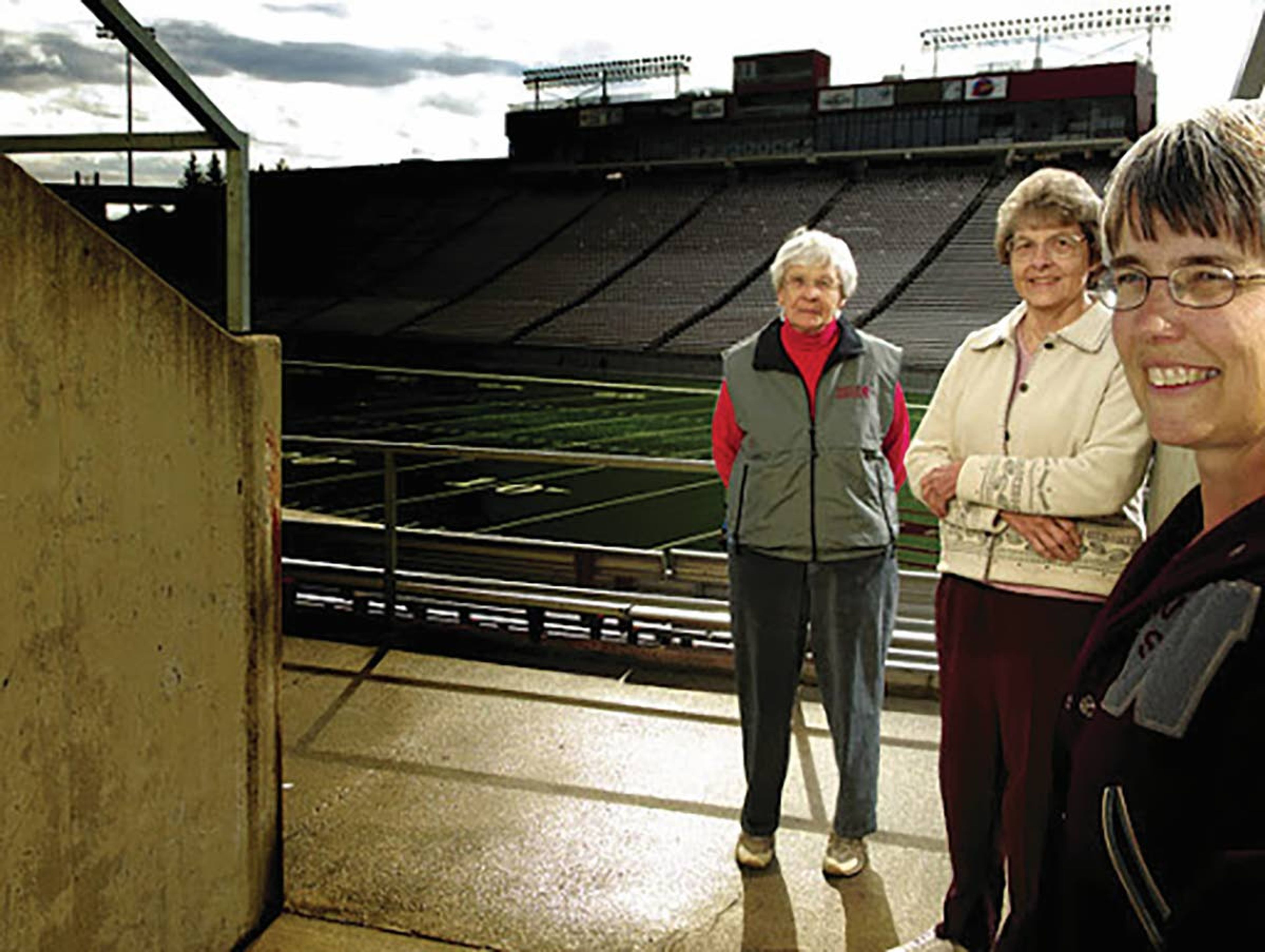 Joanne Washburn, left, Sue Durrant and Karen (Blair) Troianello pose for a photo. All three were instrumental in the Blair v. Washington State University landmark women’s rights case that changed the way Washington’s public colleges and universities support women’s athletics. Washburn, a former WSU women’s athletic director, died Tuesday.