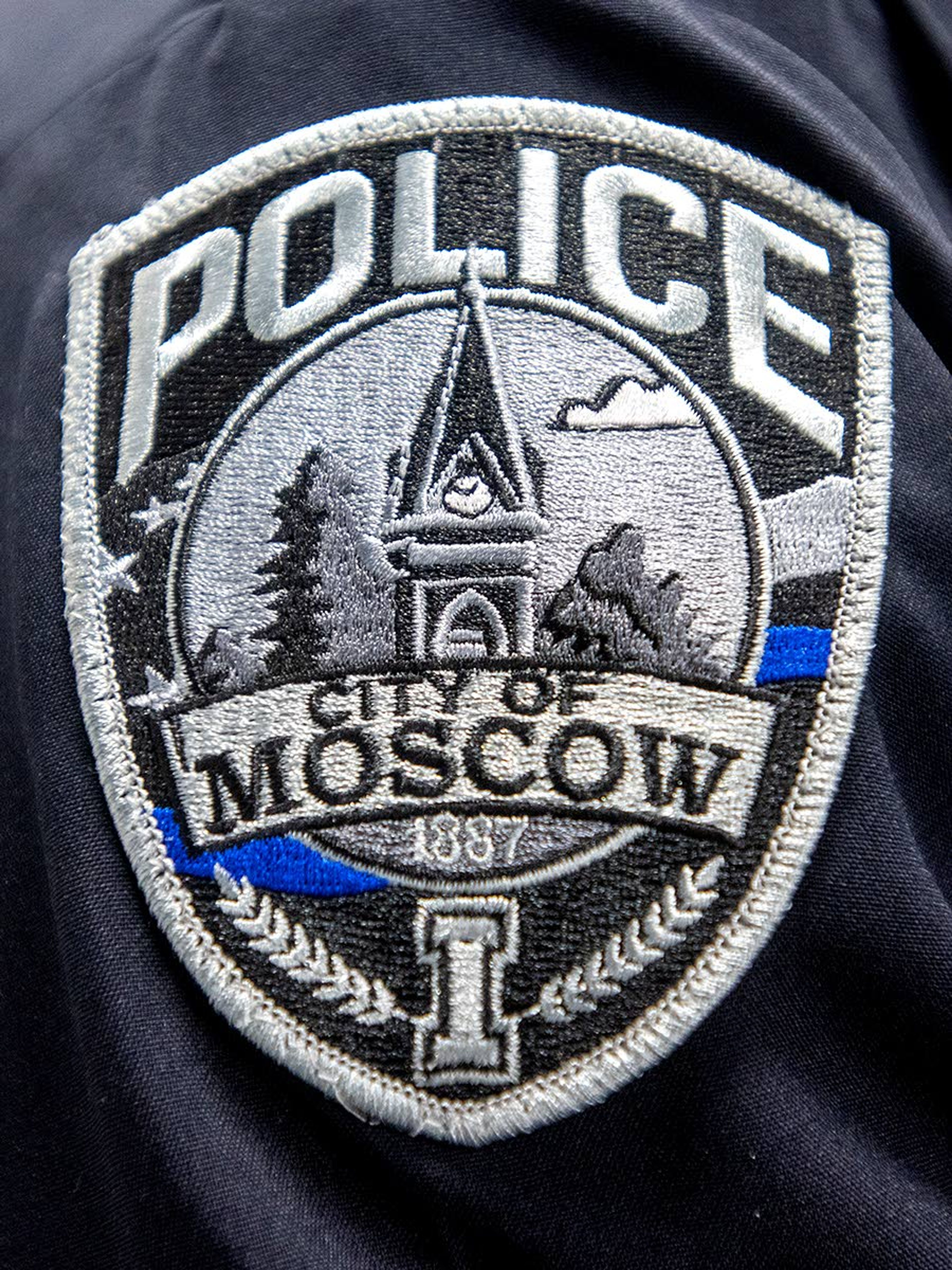 Moscow Police Department issued new patches for their employees on Wednesday night. The new patch is seen displayed on Sgt. Shaine Gunderson’s shoulder during opening night of Moscow’s new police station.