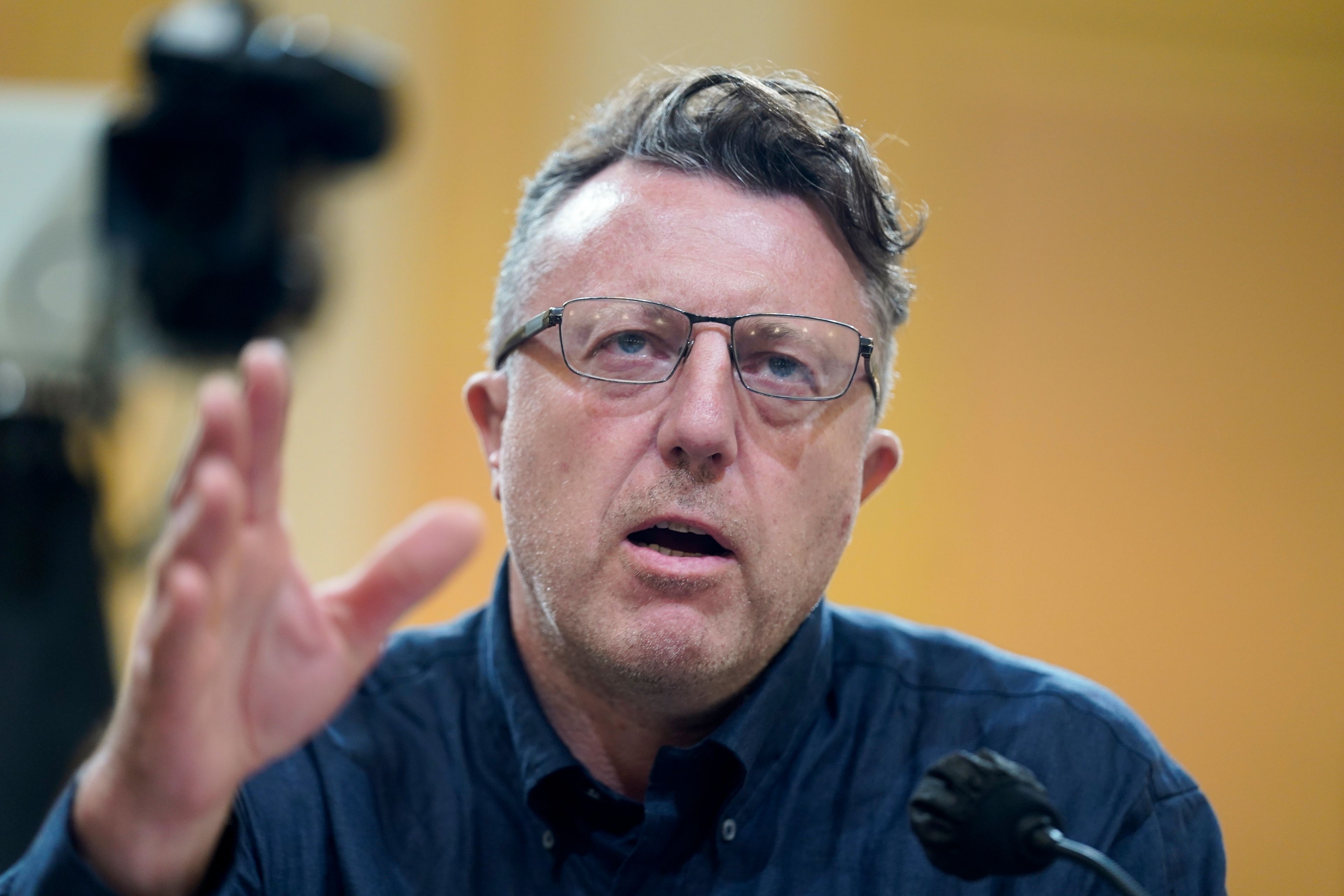 British filmmaker Nick Quested testifies as the House select committee investigating the Jan. 6 attack on the U.S. Capitol holds its first public hearing to reveal the findings of a year-long investigation, on Capitol Hill in Washington, Thursday, June 9, 2022. (AP Photo/Andrew Harnik)