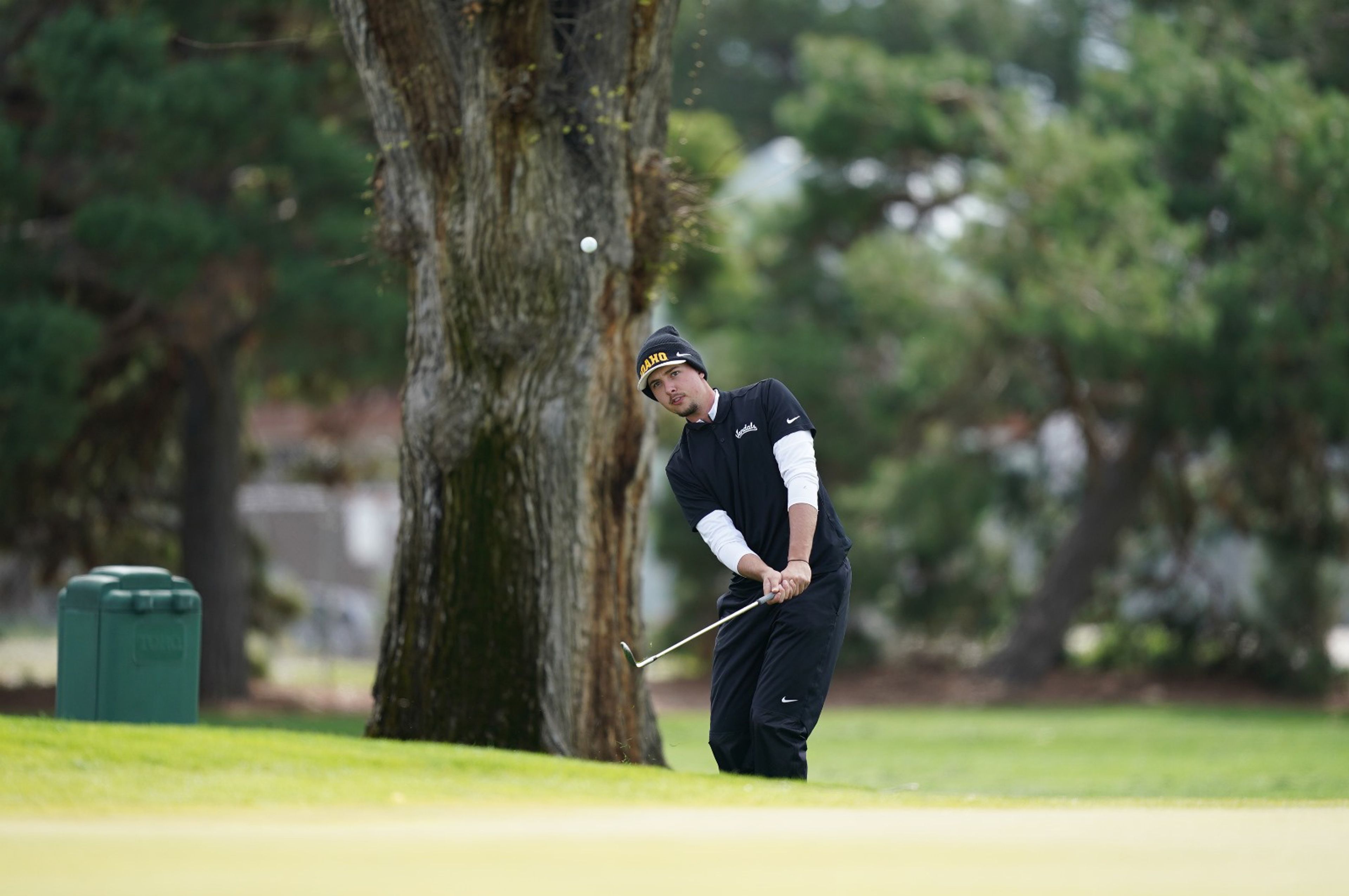 Idaho junior Dalton Dean hits the ball during the Battle For Idaho golf dual with Boise State on Tuesday at Hillcrest Country Club in Boise.