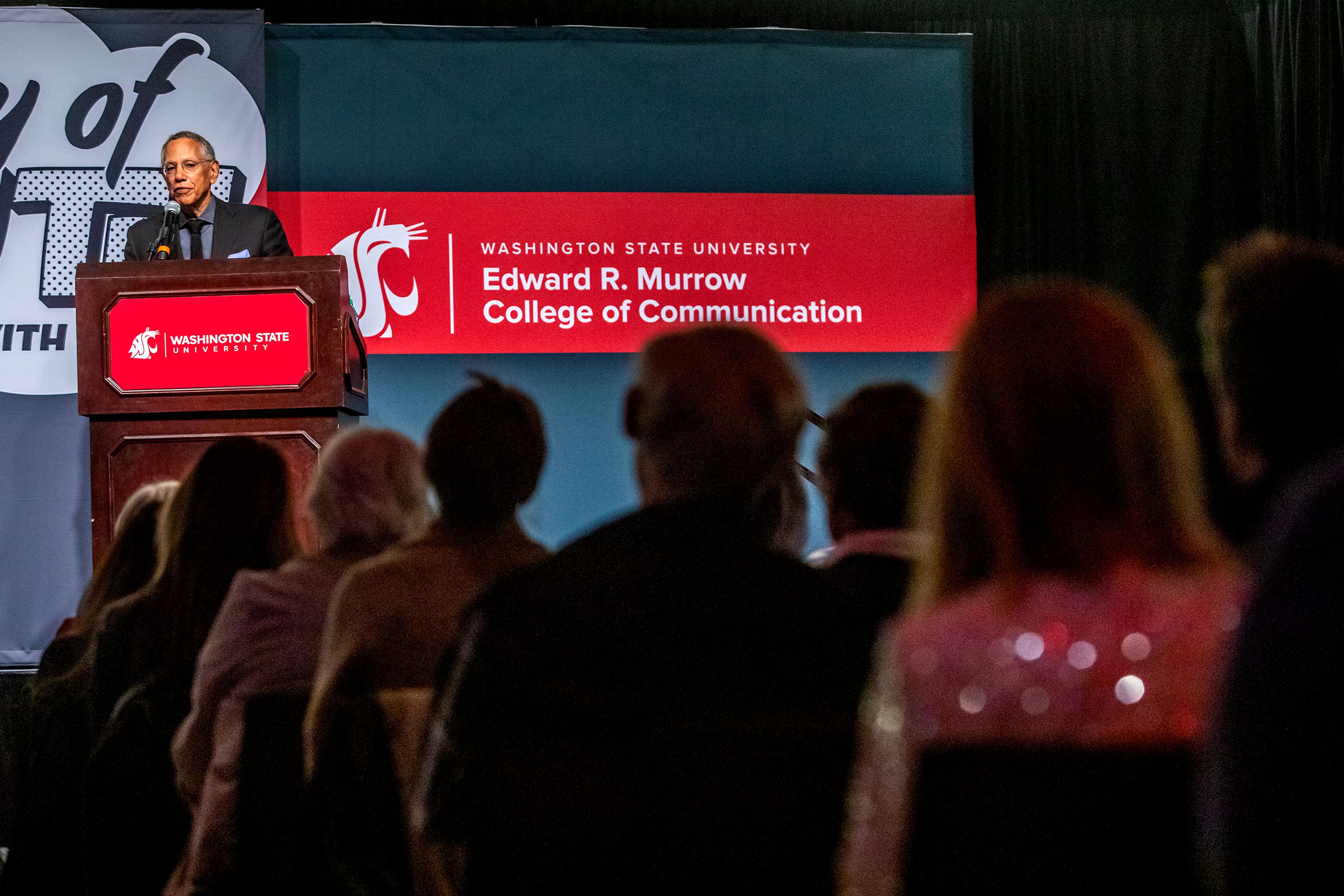 Dean Baquet delivers the keynote speech as he’s awarded with the Lifetime Achievement Award at the Murrow Symposium Tuesday in Pullman.