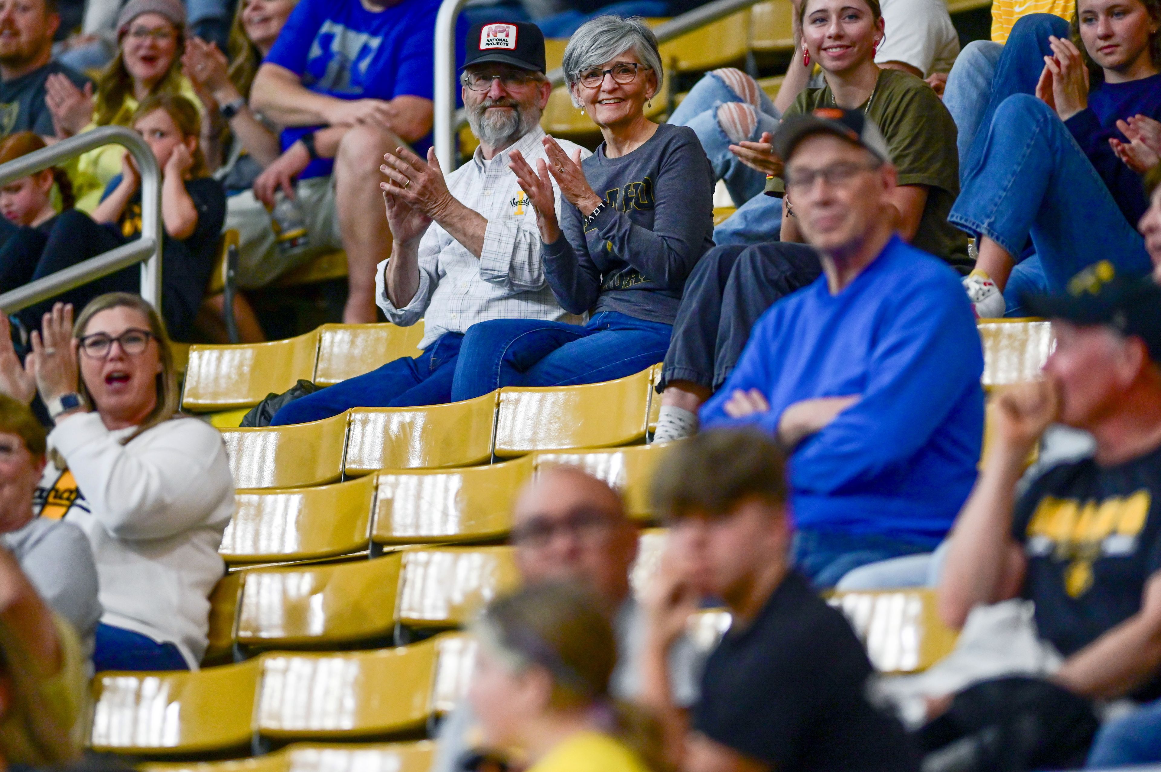 Vandal fans cheer for a touchdown at the annual spring game at the P1FCU Kibbie Dome in Moscow on Friday.