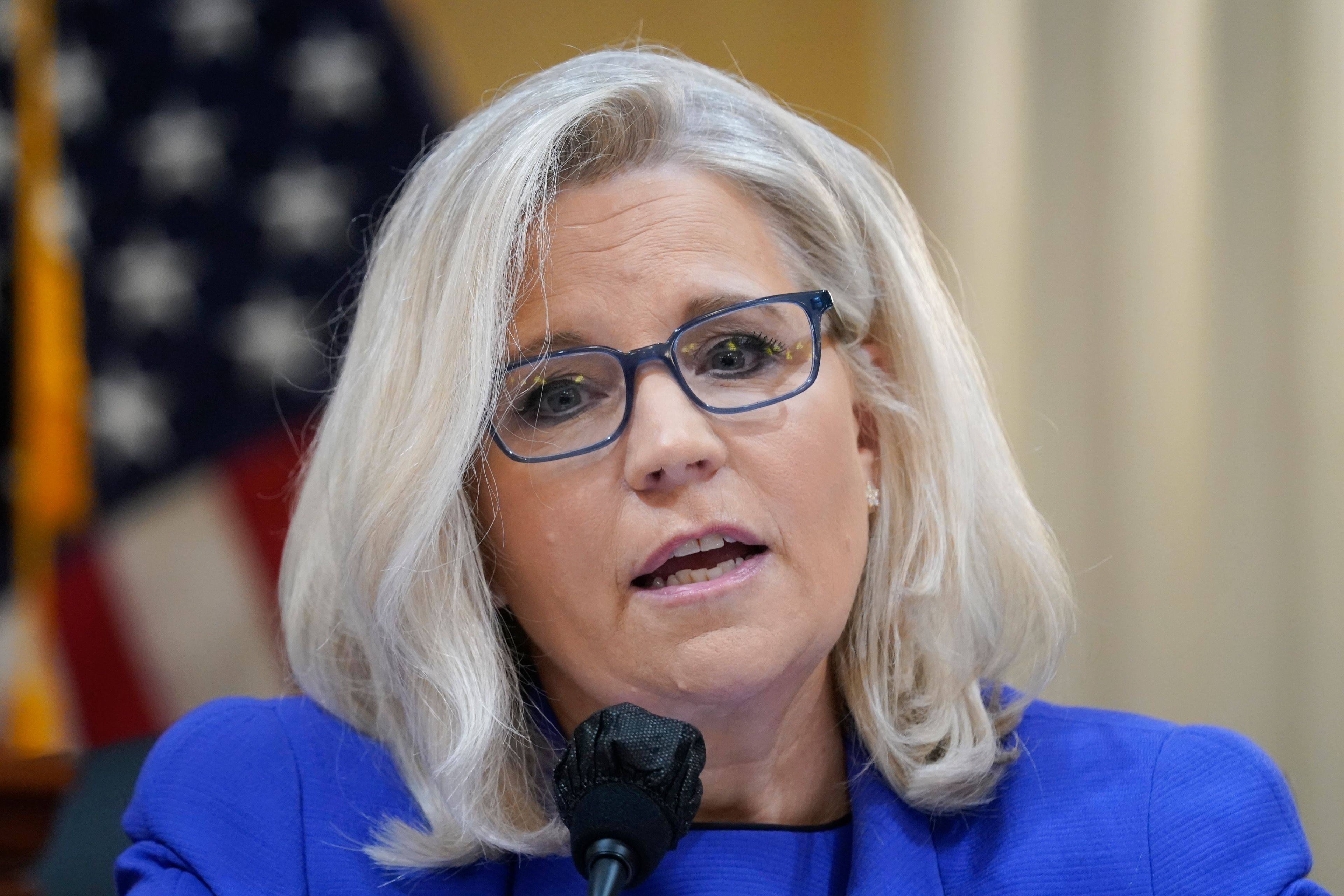 Vice Chair Liz Cheney, R-Wyo., gives her opening remarks as the House select committee investigating the Jan. 6 attack on the U.S. Capitol holds its first public hearing to reveal the findings of a year-long investigation, at the Capitol in Washington, Thursday, June 9, 2022. (AP Photo/Andrew Harnik)