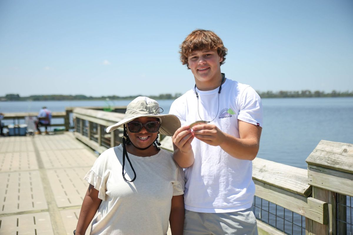 Washington High School students enjoy fishing day at Havens Park with Angels N Camo