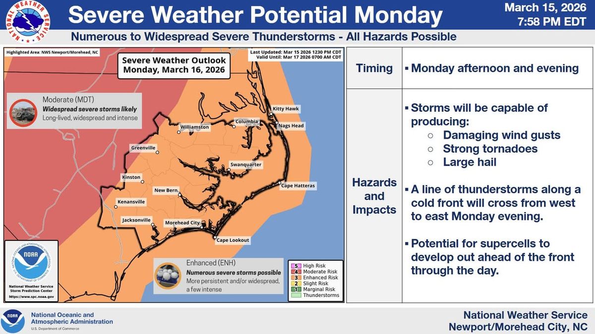 Severe thunderstorms and tornado risk today, March 16, with ...