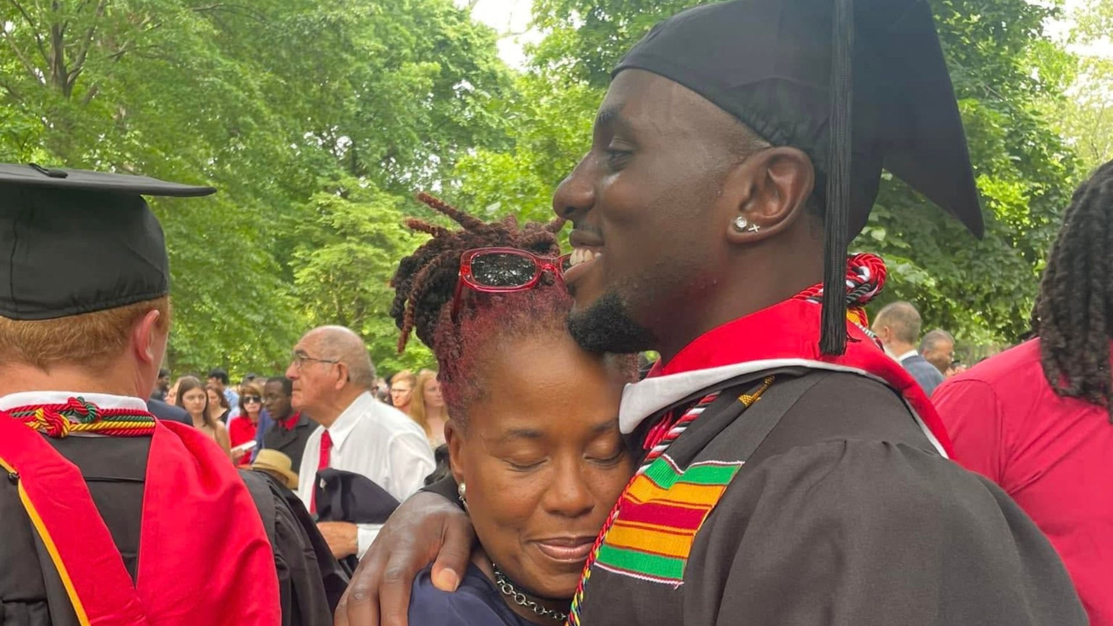 Dr. Karsonya “Kaye” Wise Whitehead is a historian of Black life in America, a professor at Loyola University Maryland, and the host of Today With Dr. Kaye on WEAA. She is also the 30th president of the Association for the Study of African American Life and History (ASALH). Shown here, Whitehead, with her son, Kofi.