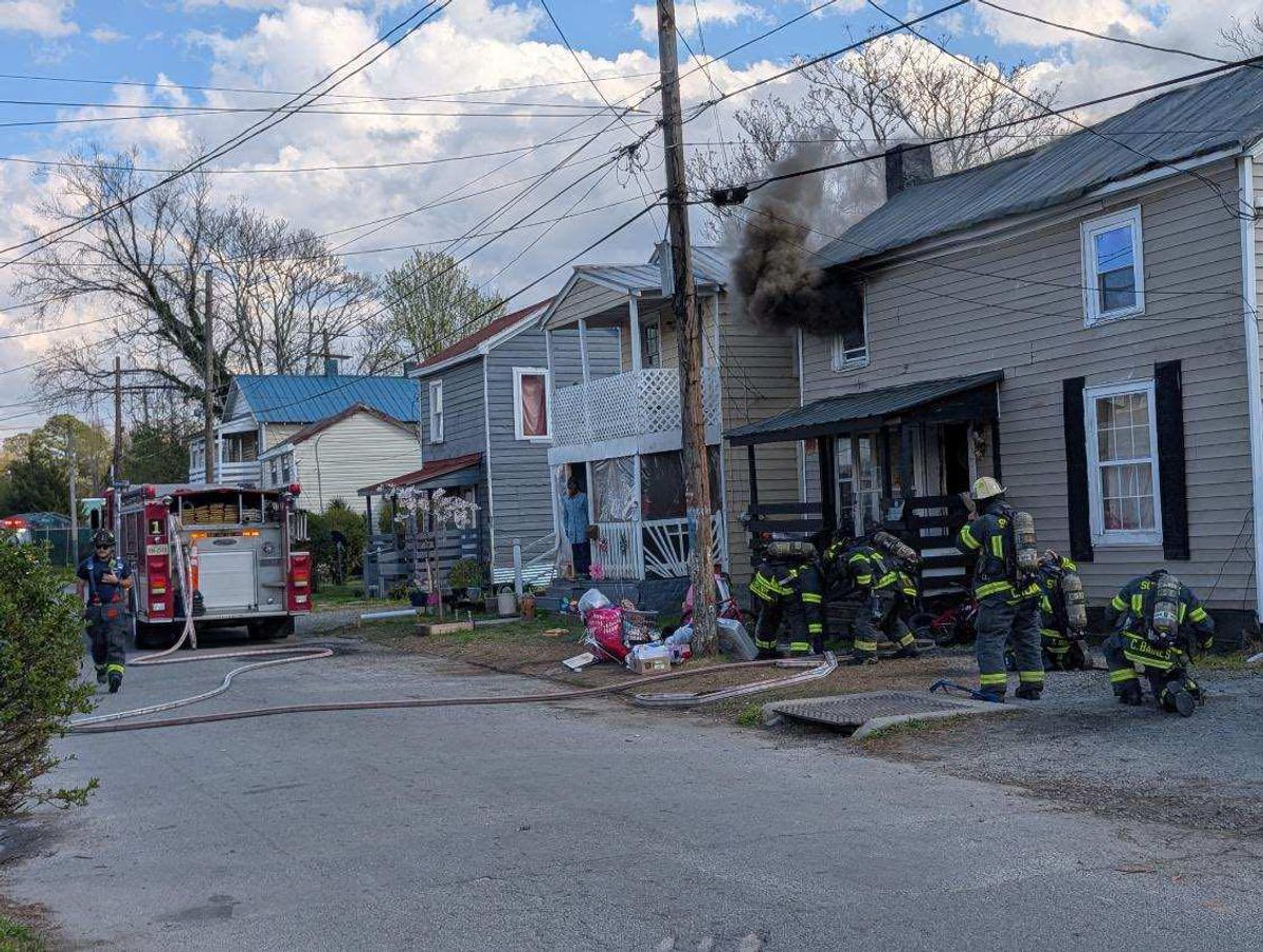 City of Suffolk fire crews battle Wilson Street blaze