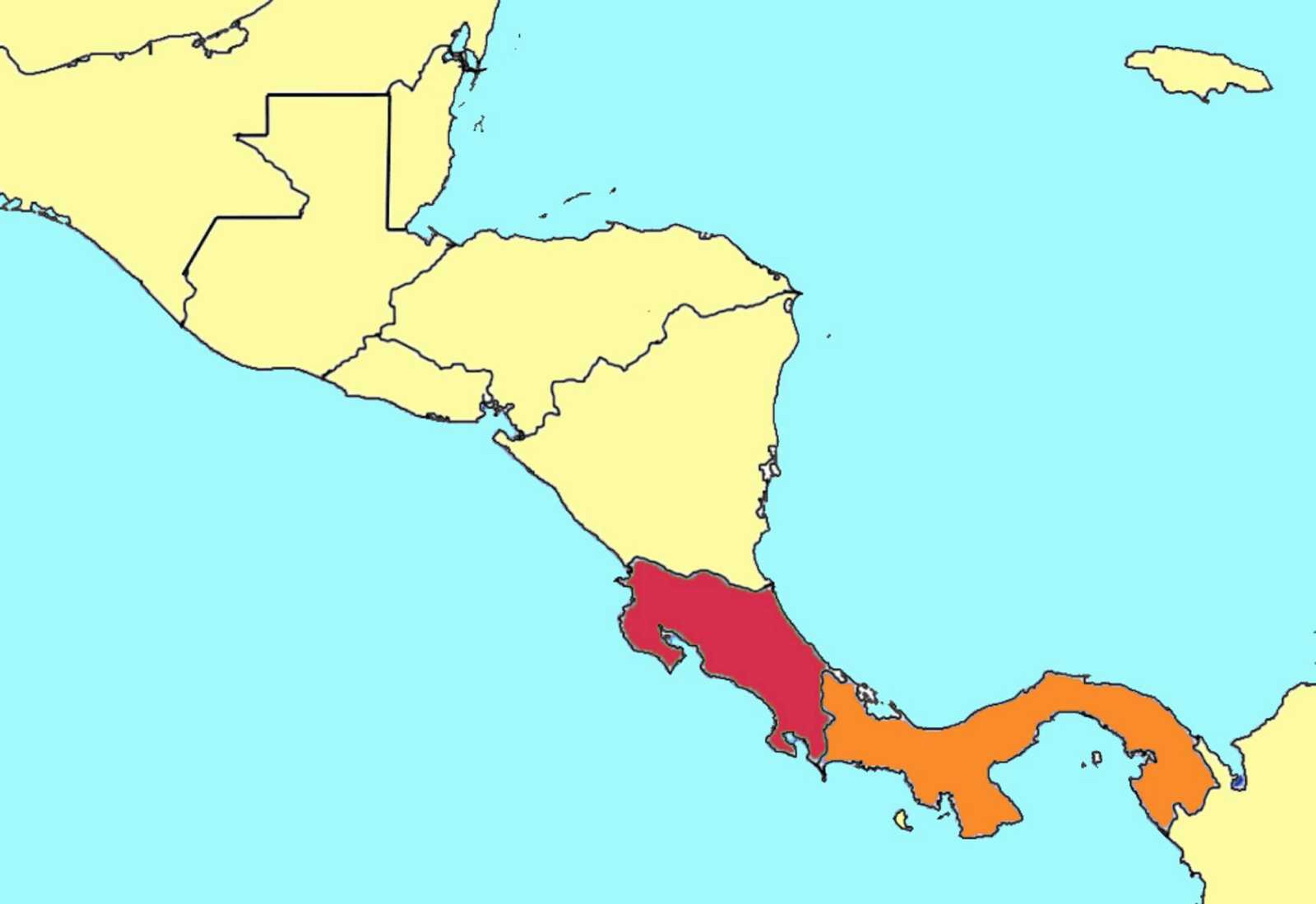 Dr. Vargas and a number of faculty members vistied Costa Rica (red) and Panama (orange) to connect with alumni in the area. Map from Lesson Planet