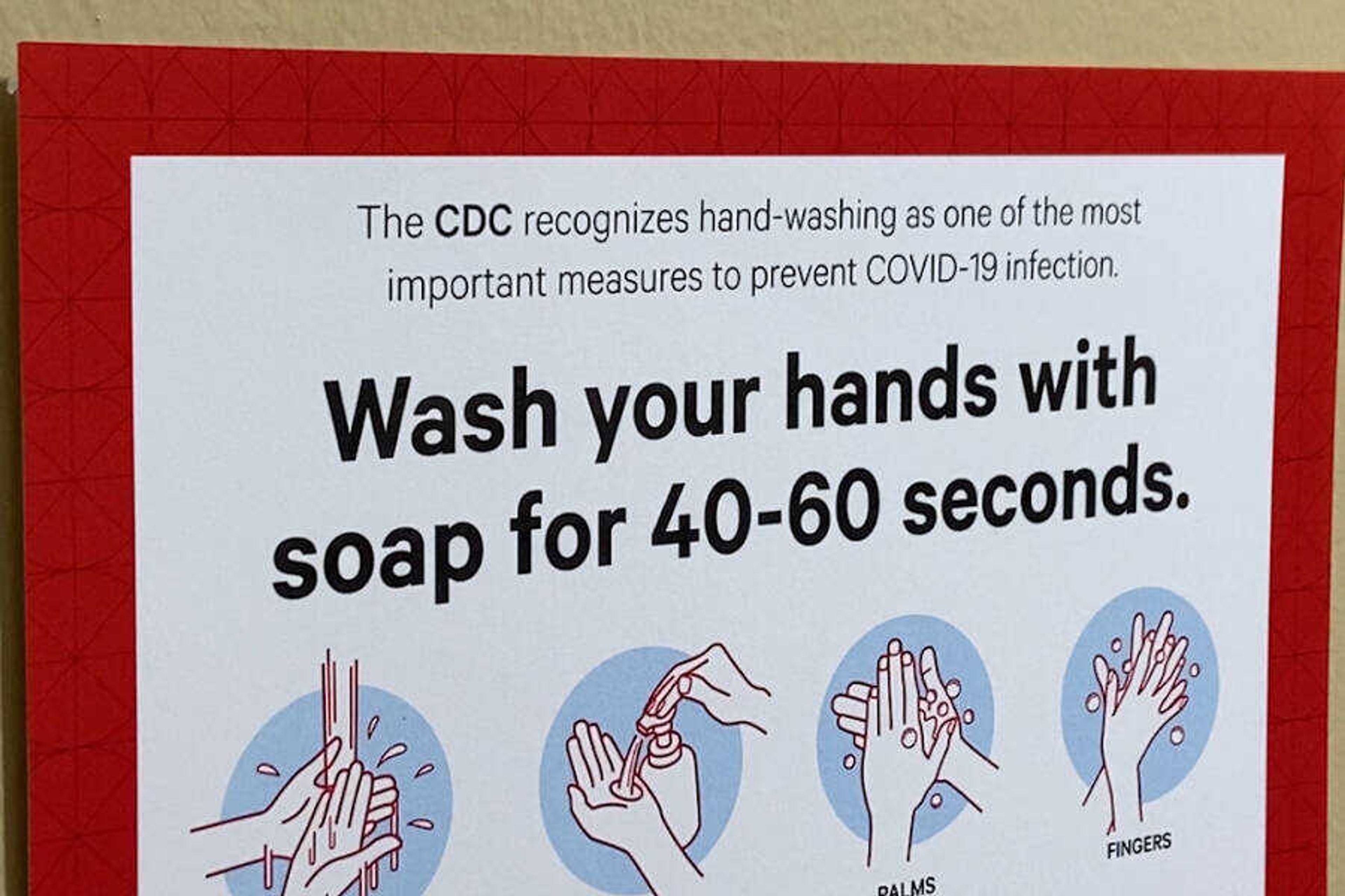 Residence Life has placed posters across their dorms reminding students of the proper way to wash their hands, to reduce the passing of germs to others.