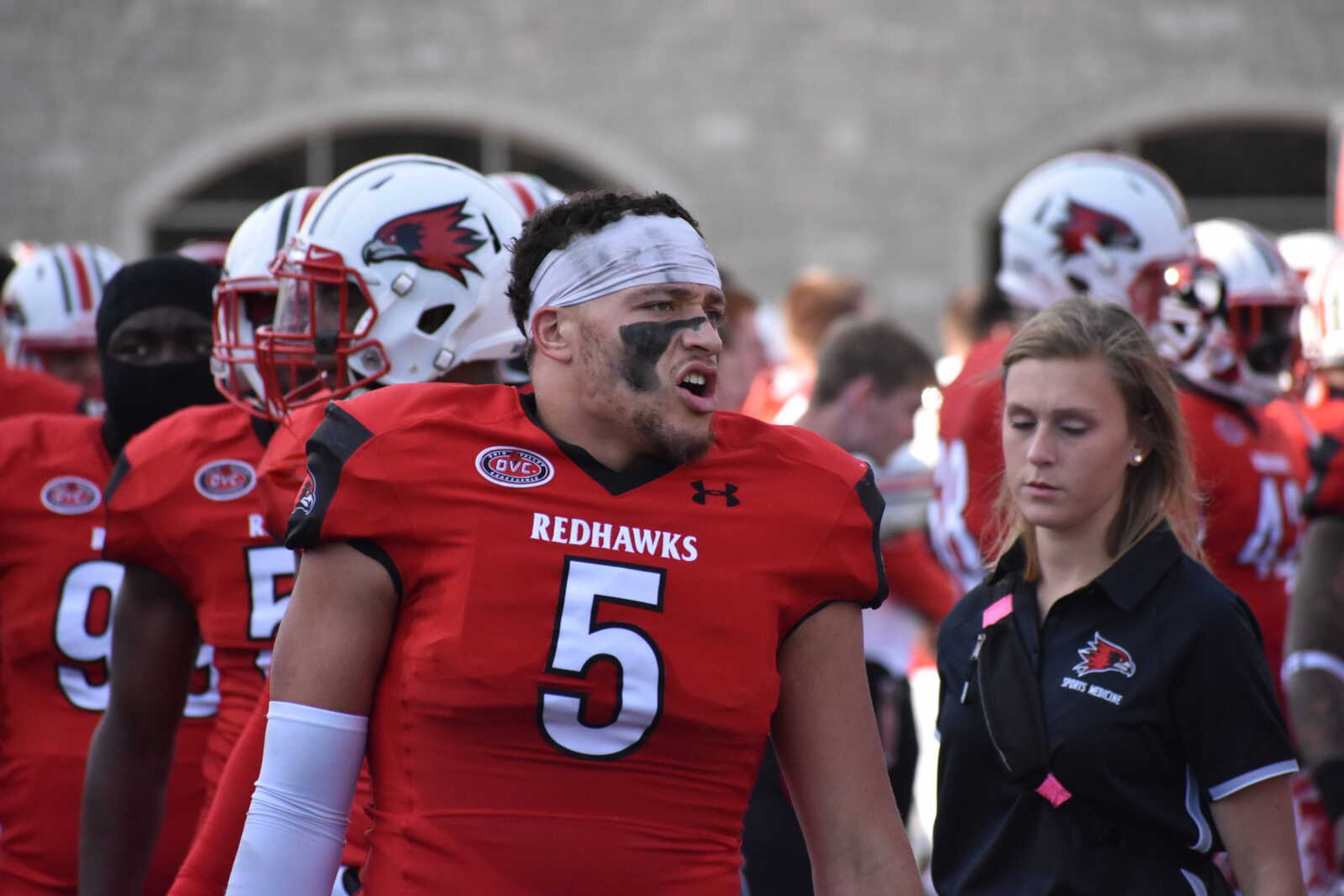 Junior inside linebacker Zach Hall helped lead the Redhawks into the playoffs, finished the regular season with 150 tackles—second-most in the FCS.