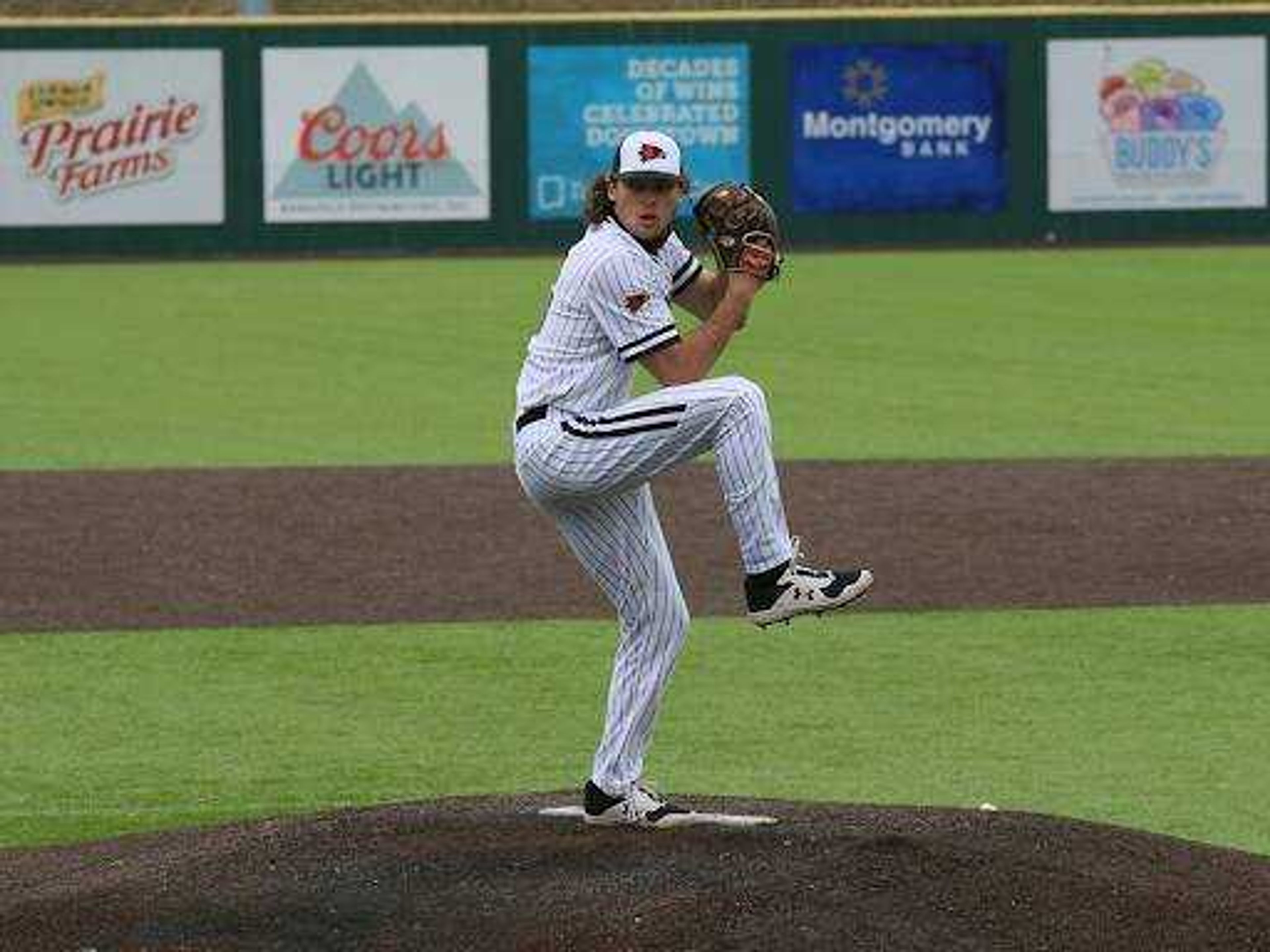 Dylan Dodd delivers a pitch during a game at Capaha Park in Cape Girardeau.