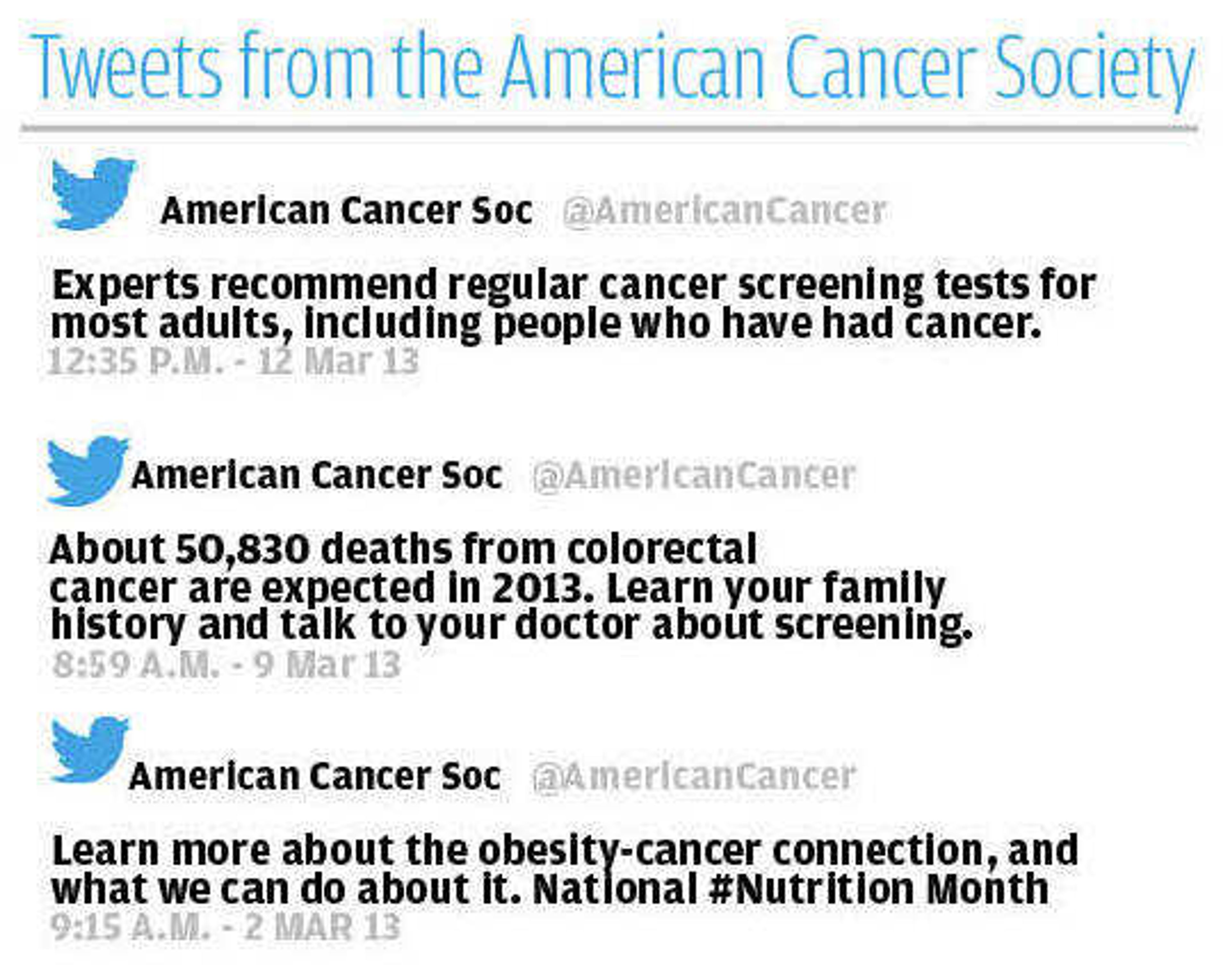 Tweets from the American Cancer Society Twitter account.