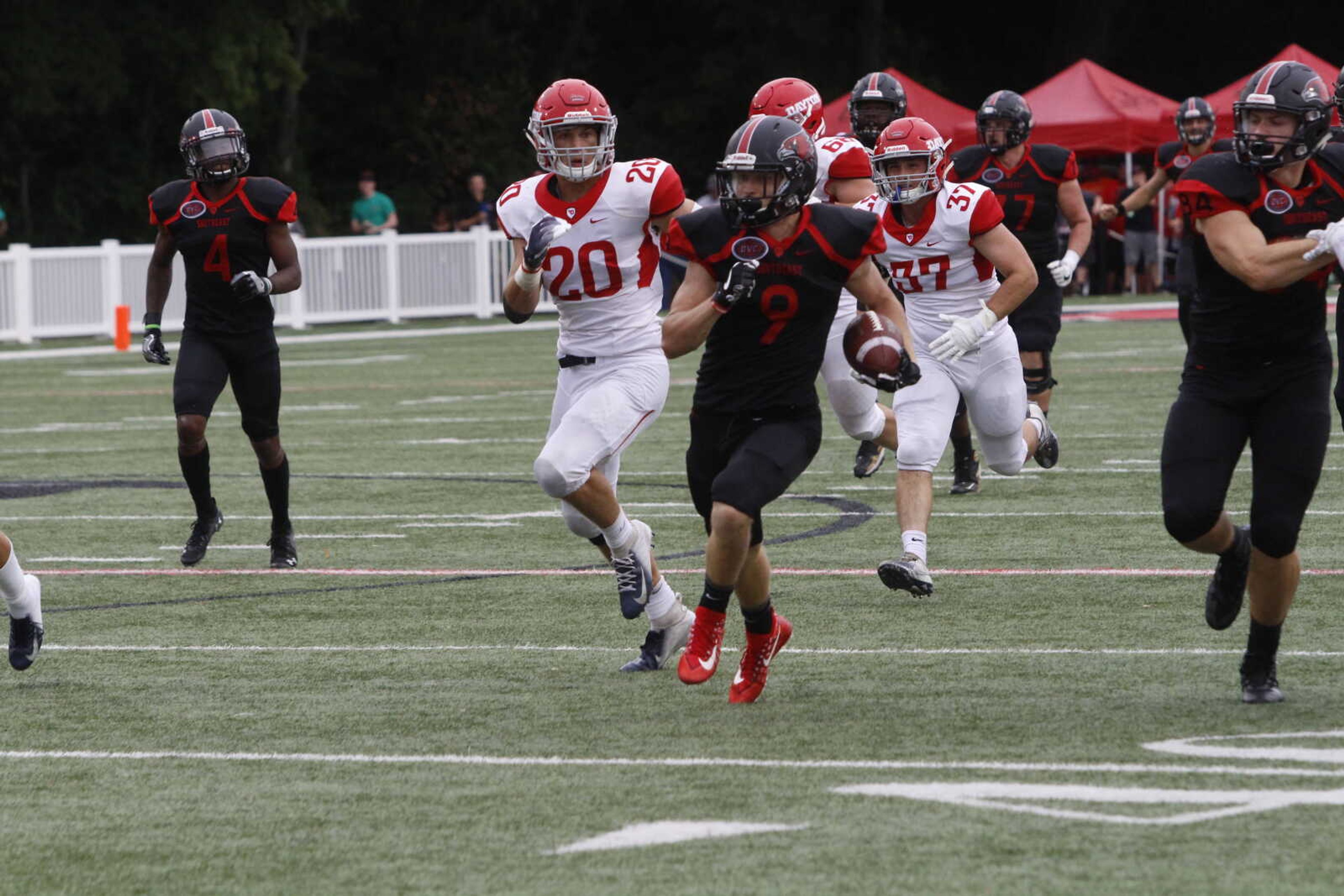 Sophomore receiver Zack Smith takes a reception 73 yards to the end zone in the second half.
