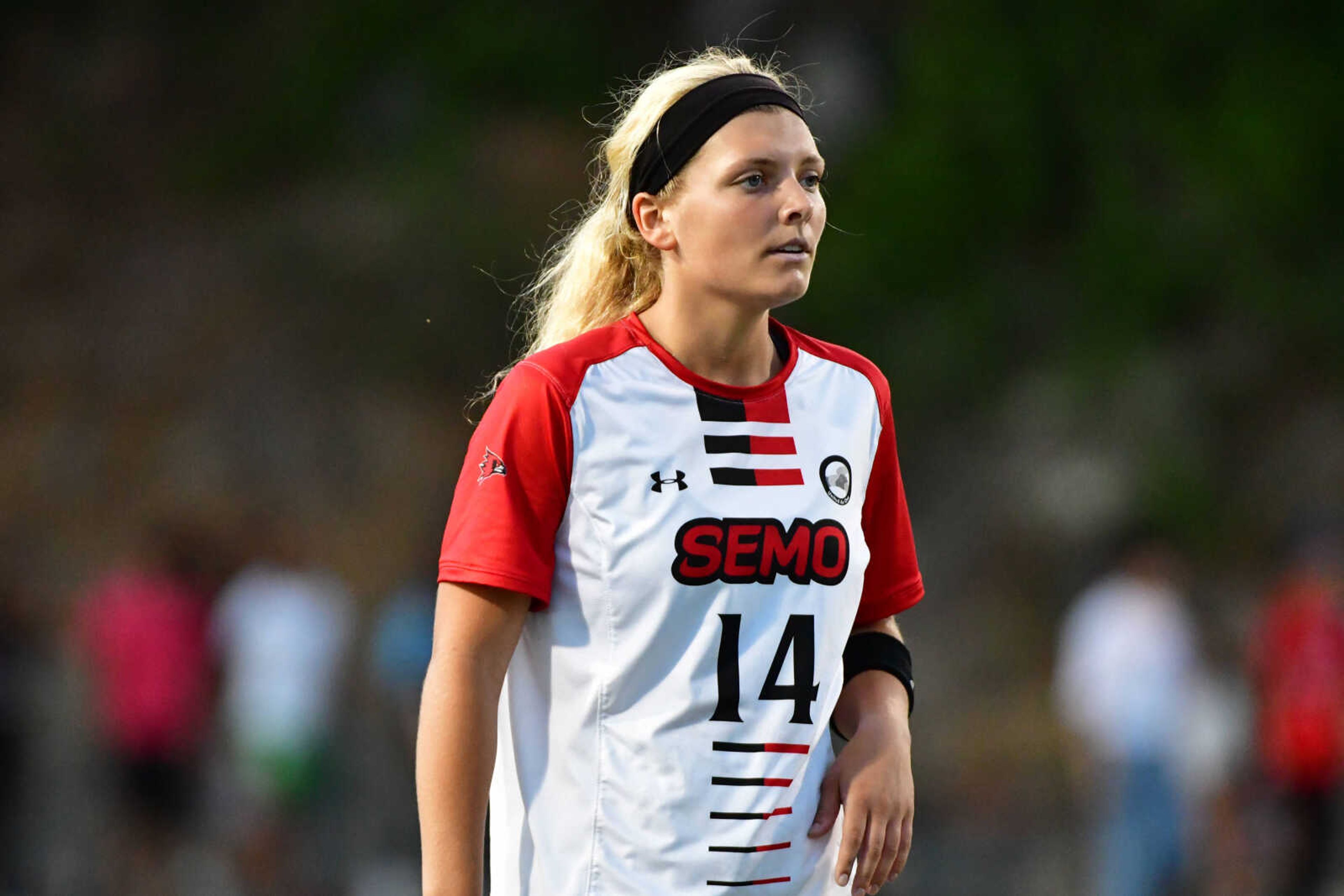 Redhawks redshirt junior Megan Heisserer stands on the field during a soccer game. Heisserer was named to the OVC Commissioner's honor roll for the 2020-21 academic year.