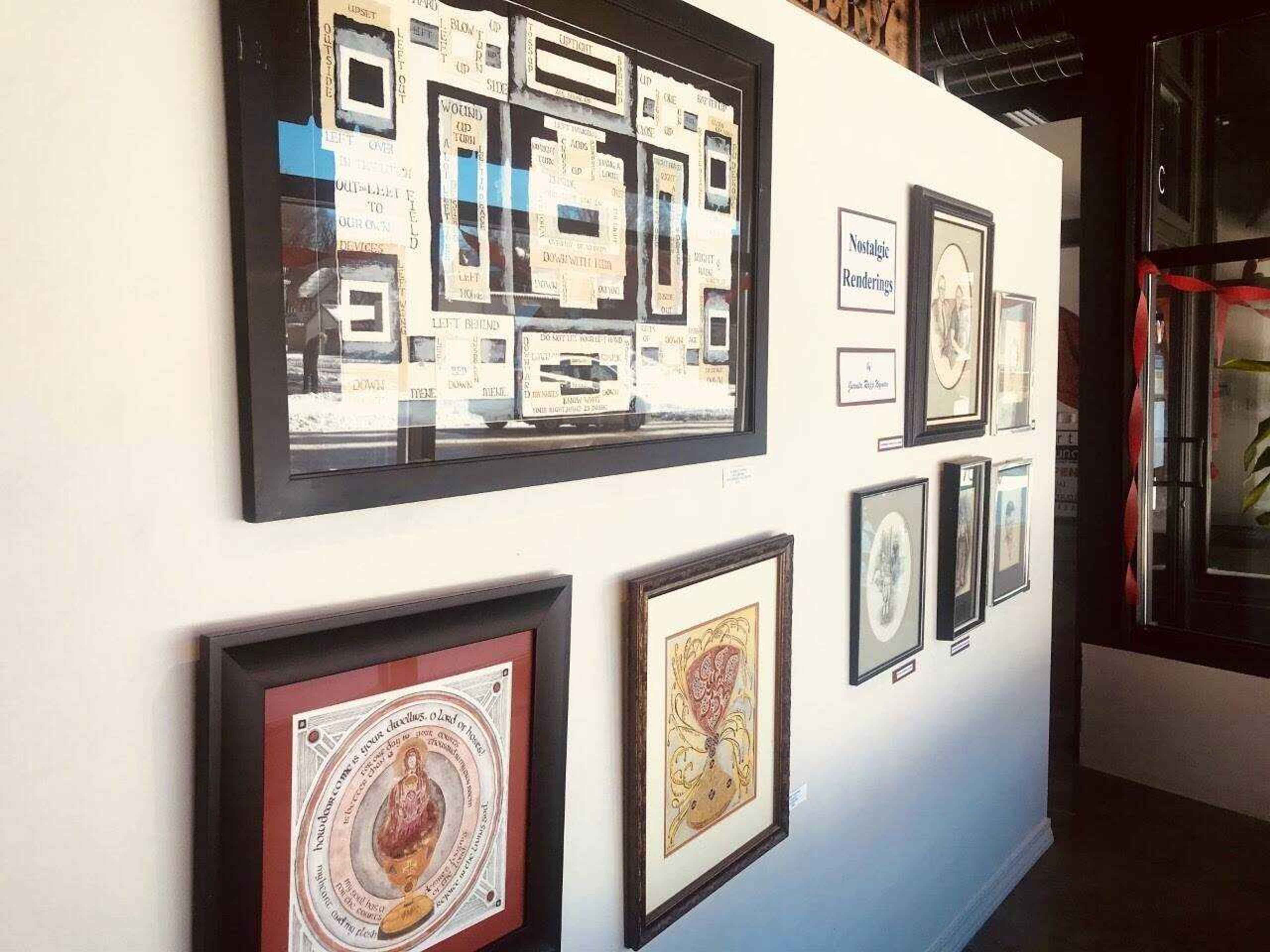 Robert Towner’s work is displayed in the Arts Council window in downtown Cape Girardeau. He is one of two artists with featured work in the month of February, both of whom have connections to Southeast Missouri State University.