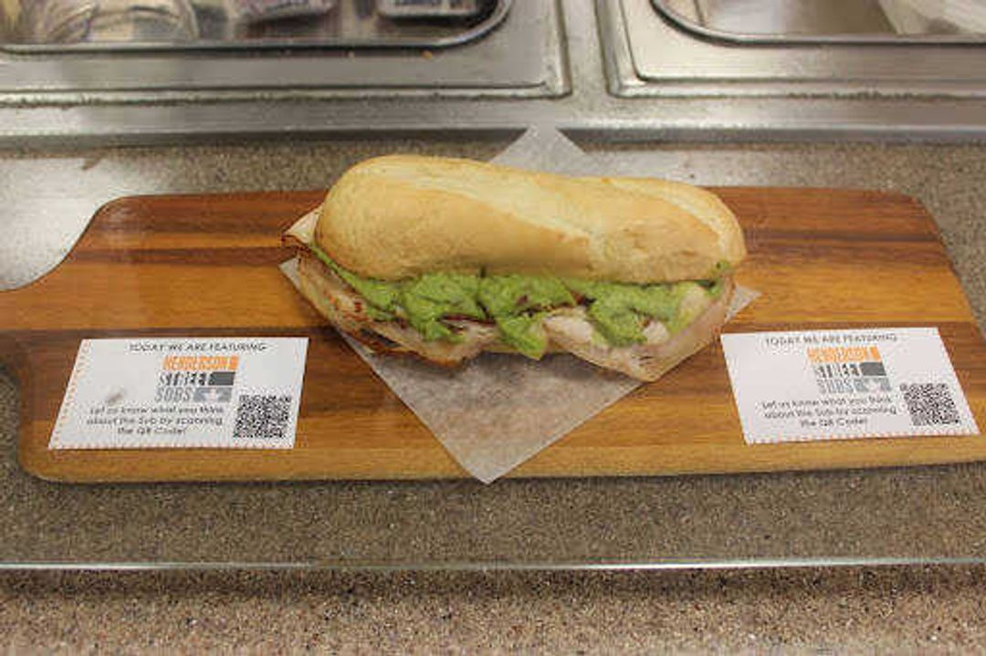 Henderson Street Subs featured this sub that had sliced turkey breast topped with crispy bacon and creamy guacamole on an eight-inch hoagie at Houck’s place on April 14. This is one of the new dining options to be implemented in the fall semester.