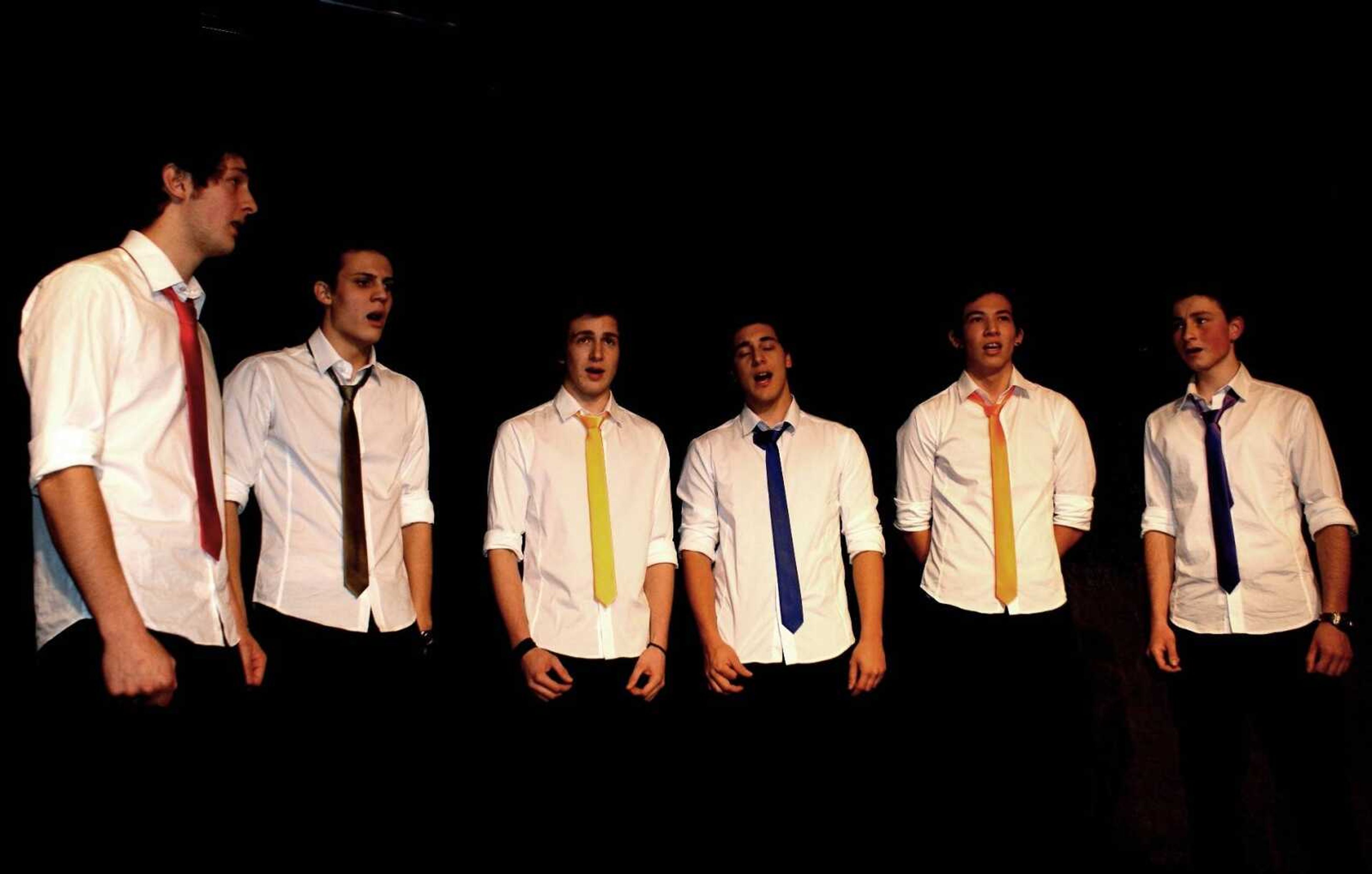  Mirco Tscharner (fourth from left) with his six-man a cappella group, Invivas, in Switzerland. Submitted photo